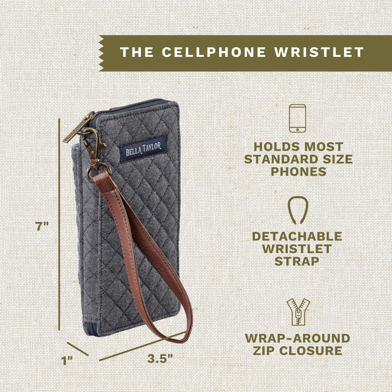 Bella Taylor RFID Cell Phone Wristlet - Dark Denim