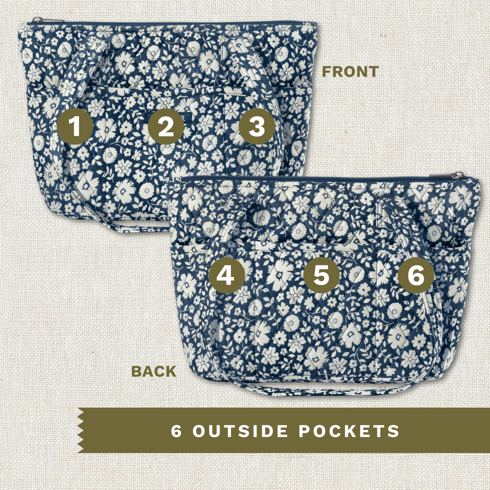 Bella Taylor Small Shoulder Tote - Bicolor Floral Navy
