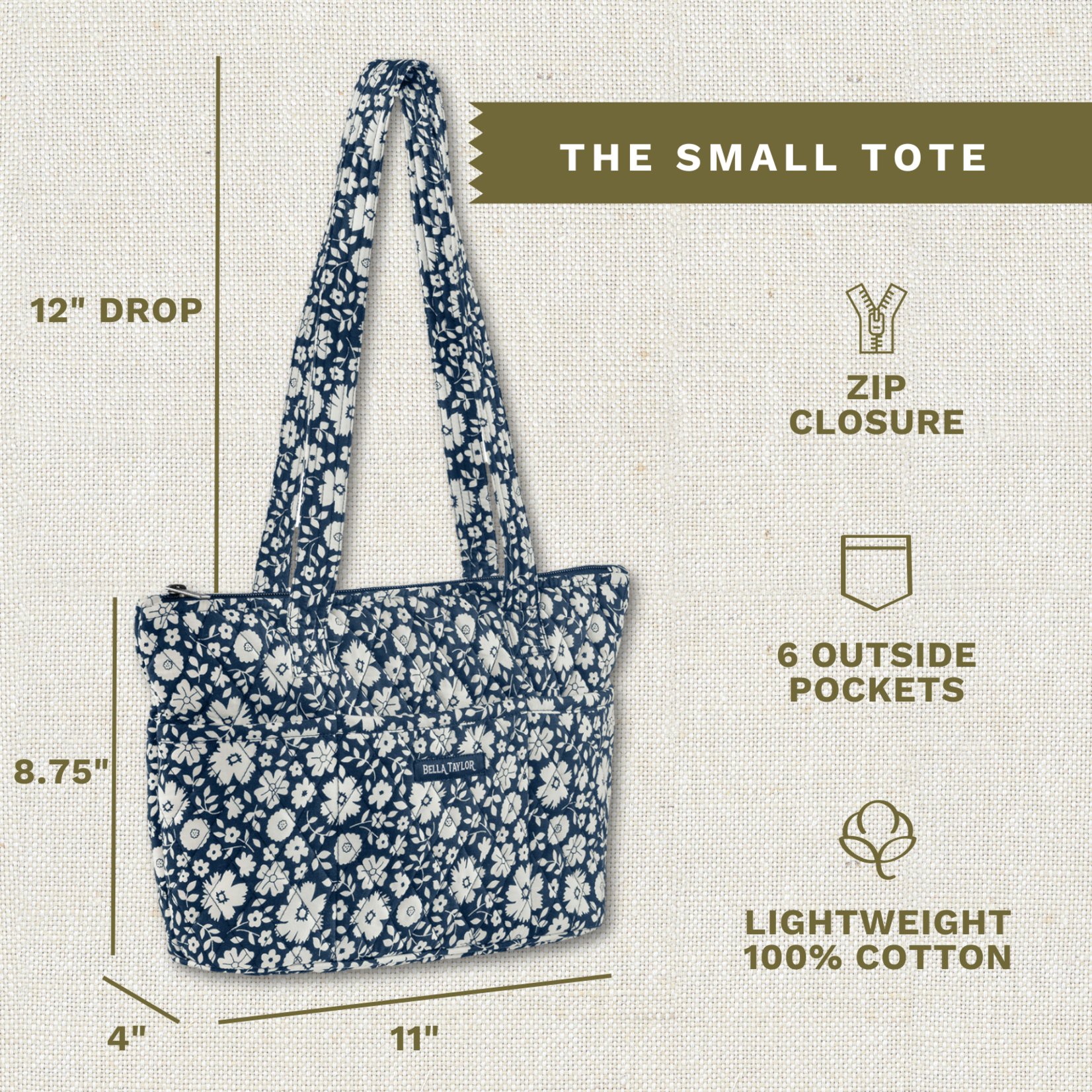 Bella Taylor Small Shoulder Tote - Bicolor Floral Navy