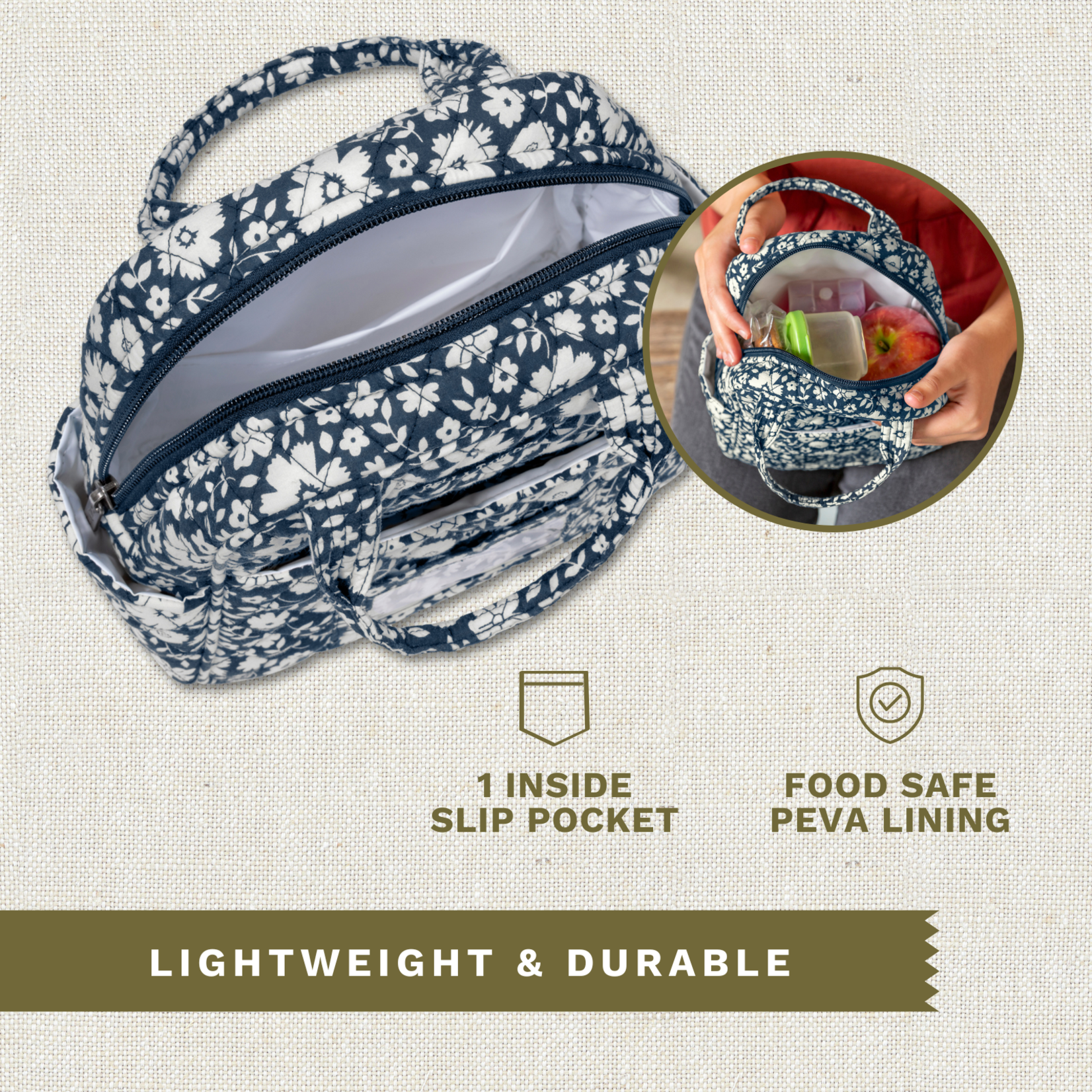 Bella Taylor Lunch Tote - Bicolor Floral Navy