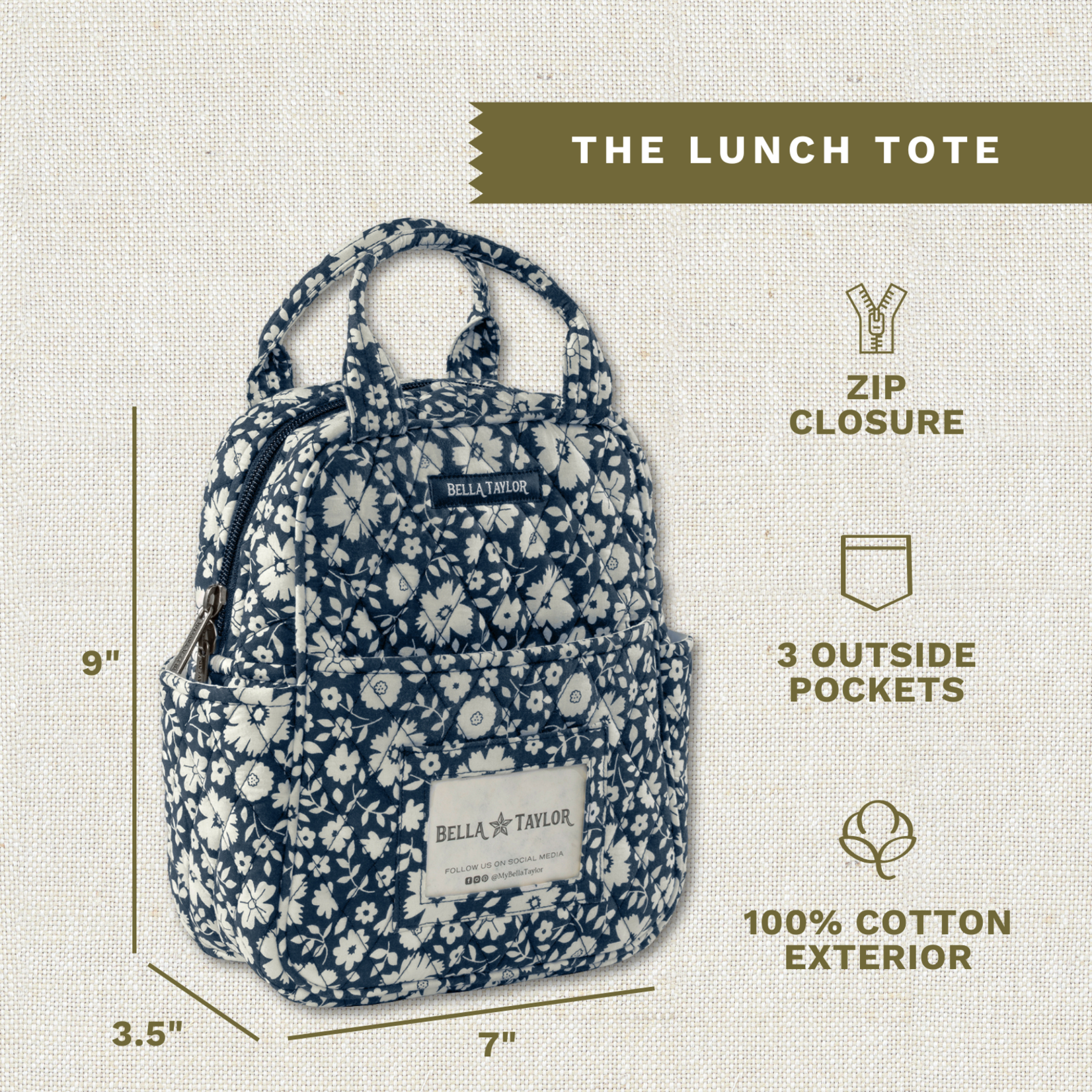 Bella Taylor Lunch Tote - Bicolor Floral Navy