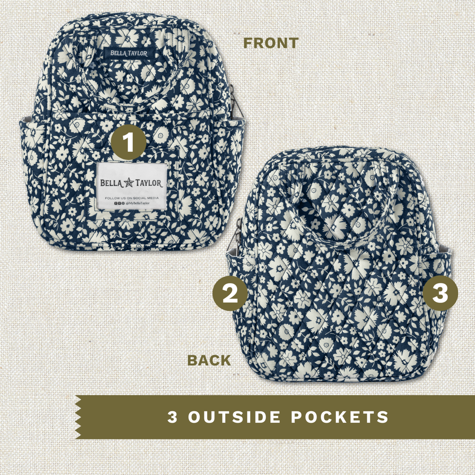 Bella Taylor Lunch Tote - Bicolor Floral Navy