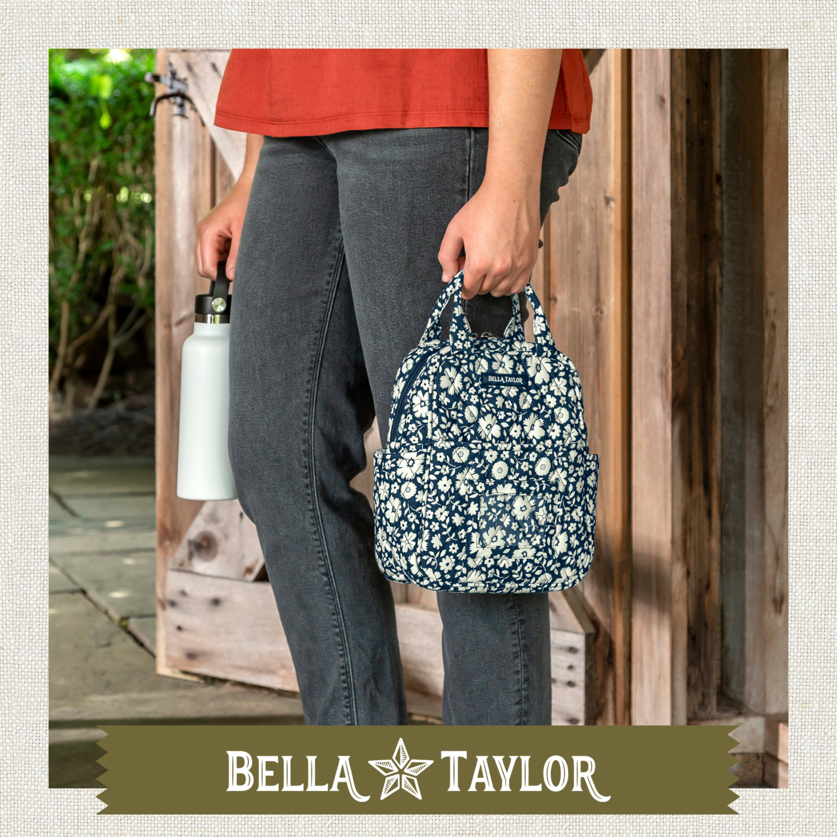 Bella Taylor Lunch Tote - Bicolor Floral Navy