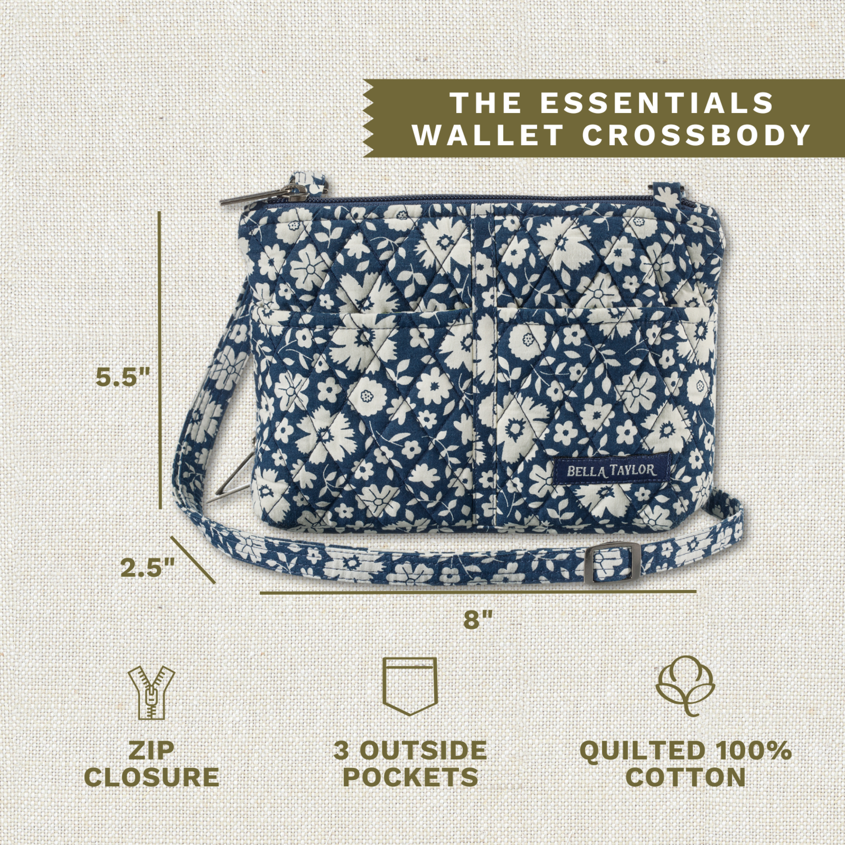 Bella Taylor Essentials Wallet Crossbody - Bicolor Floral Navy