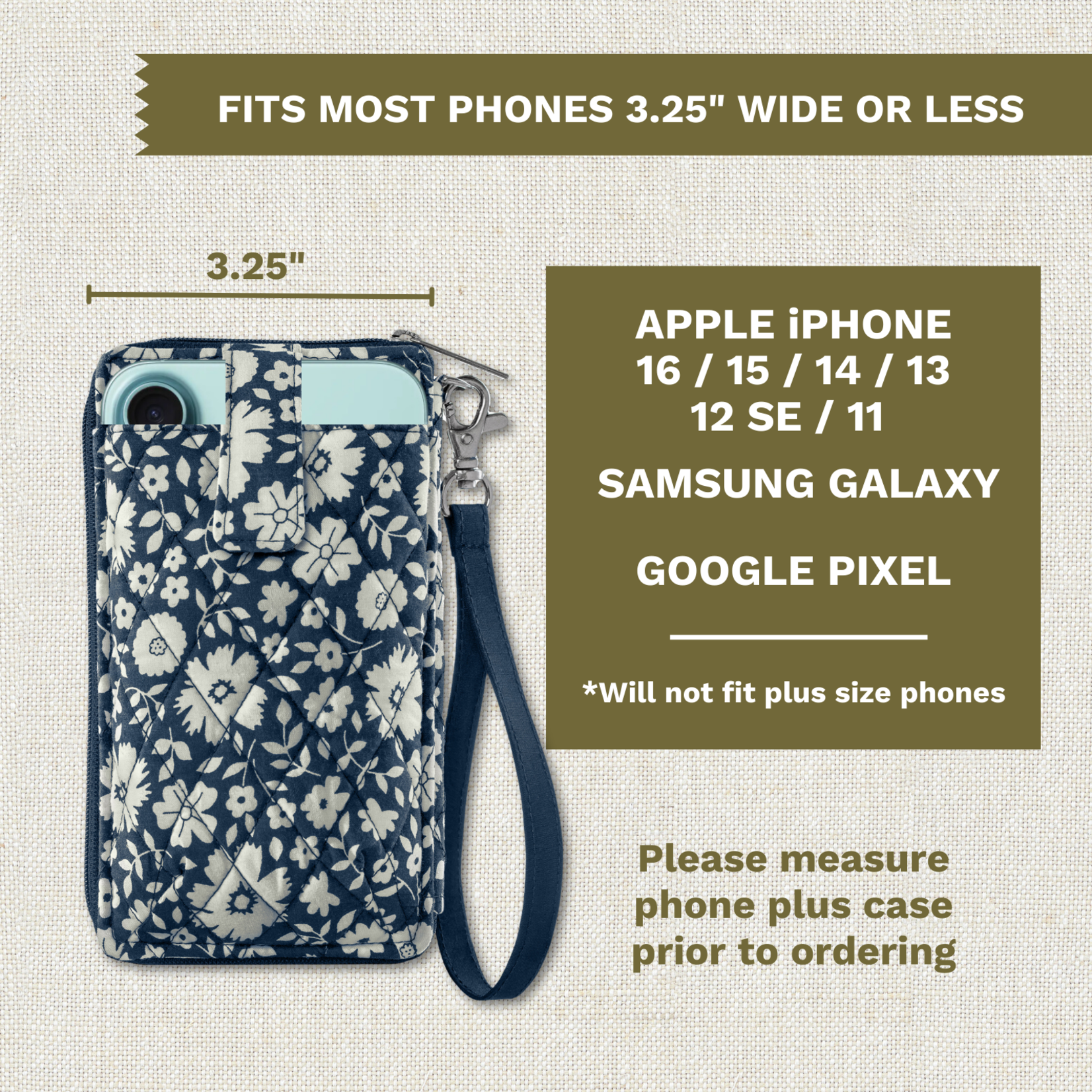 Bella Taylor RFID Cell Phone Wristlet - Bicolor Floral Navy