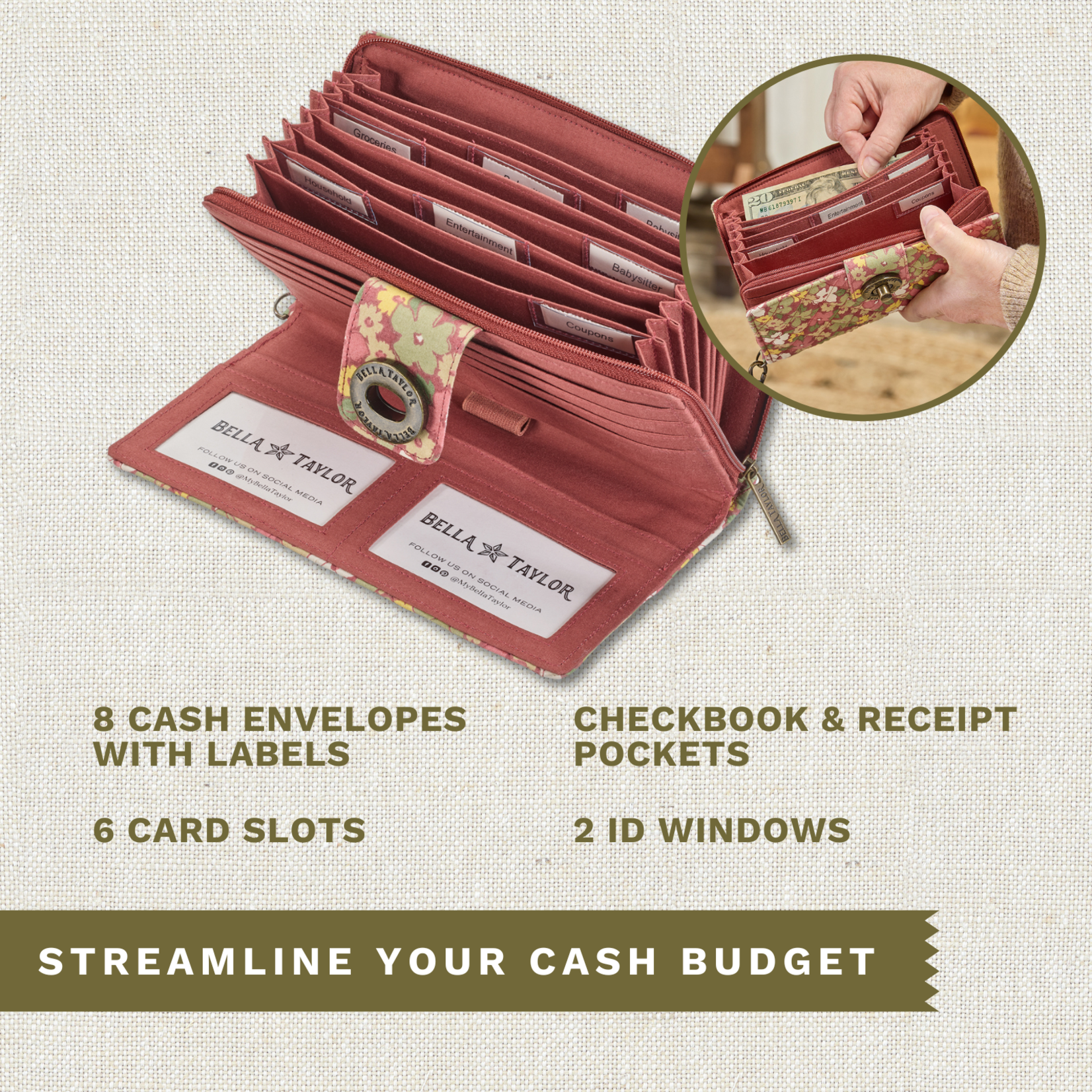 Bella Taylor RFID Cash System Wallet - Autumn Garden