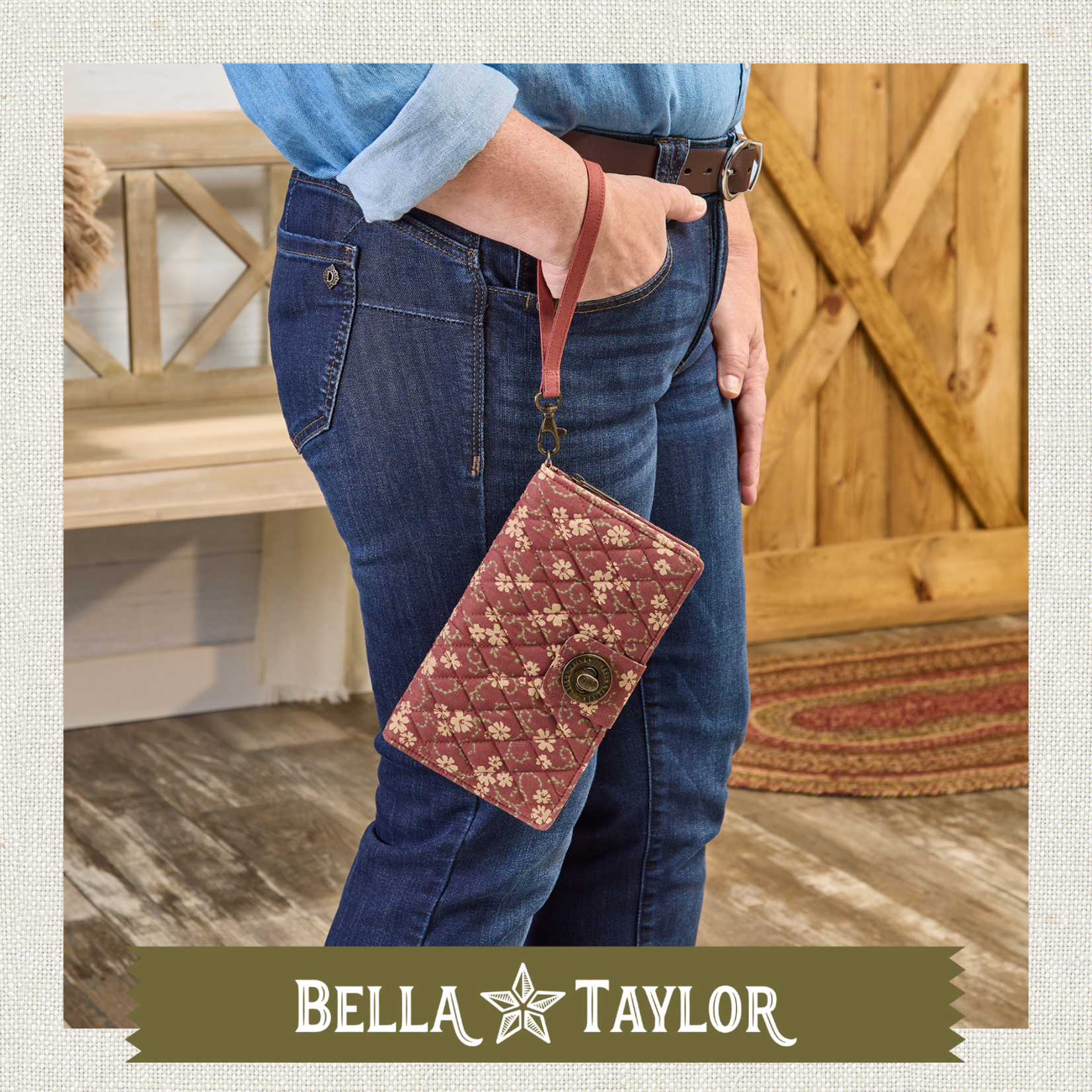 Bella Taylor RFID Cash System Wallet - Burgundy Patch