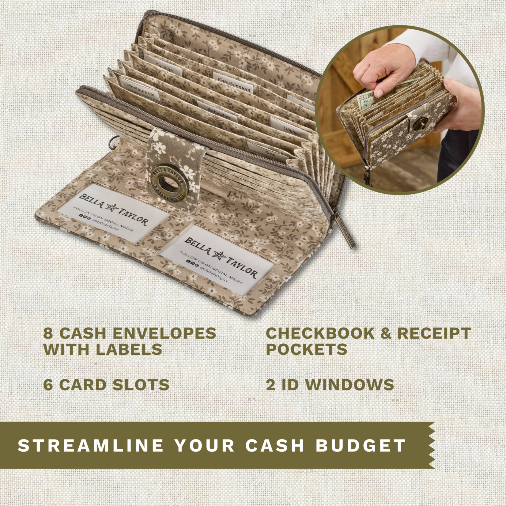 Bella Taylor RFID Cash System Wallet - Woodland Floral