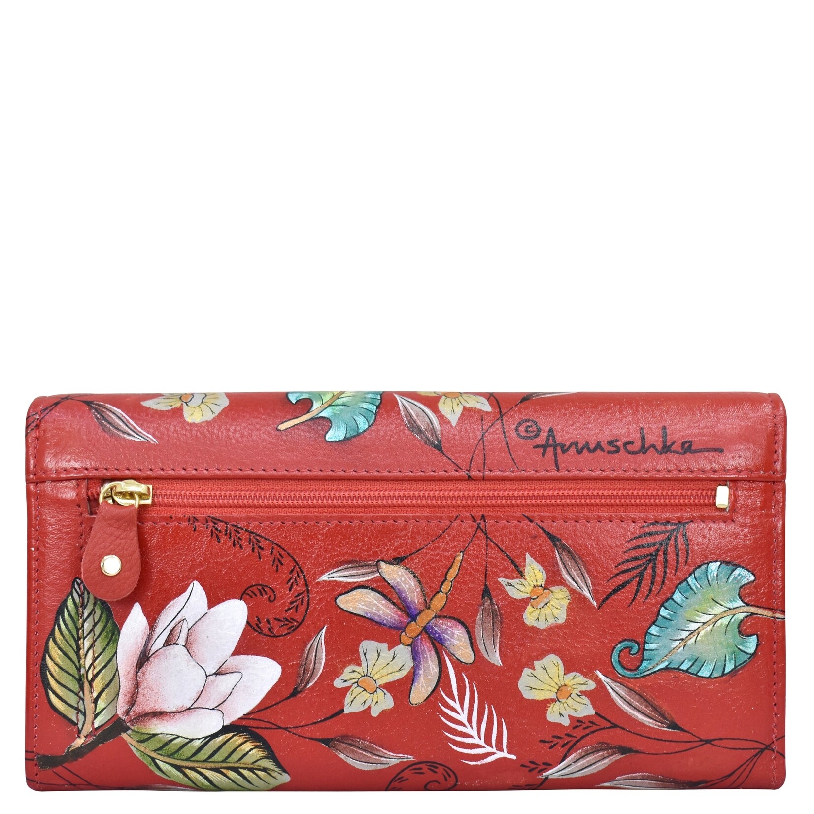 Anuschka 1112-CRN:  Crimson Garden - Accordion Flap Wallet