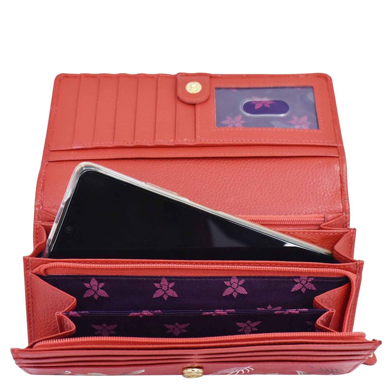 Anuschka 1112-CRN:  Crimson Garden - Accordion Flap Wallet