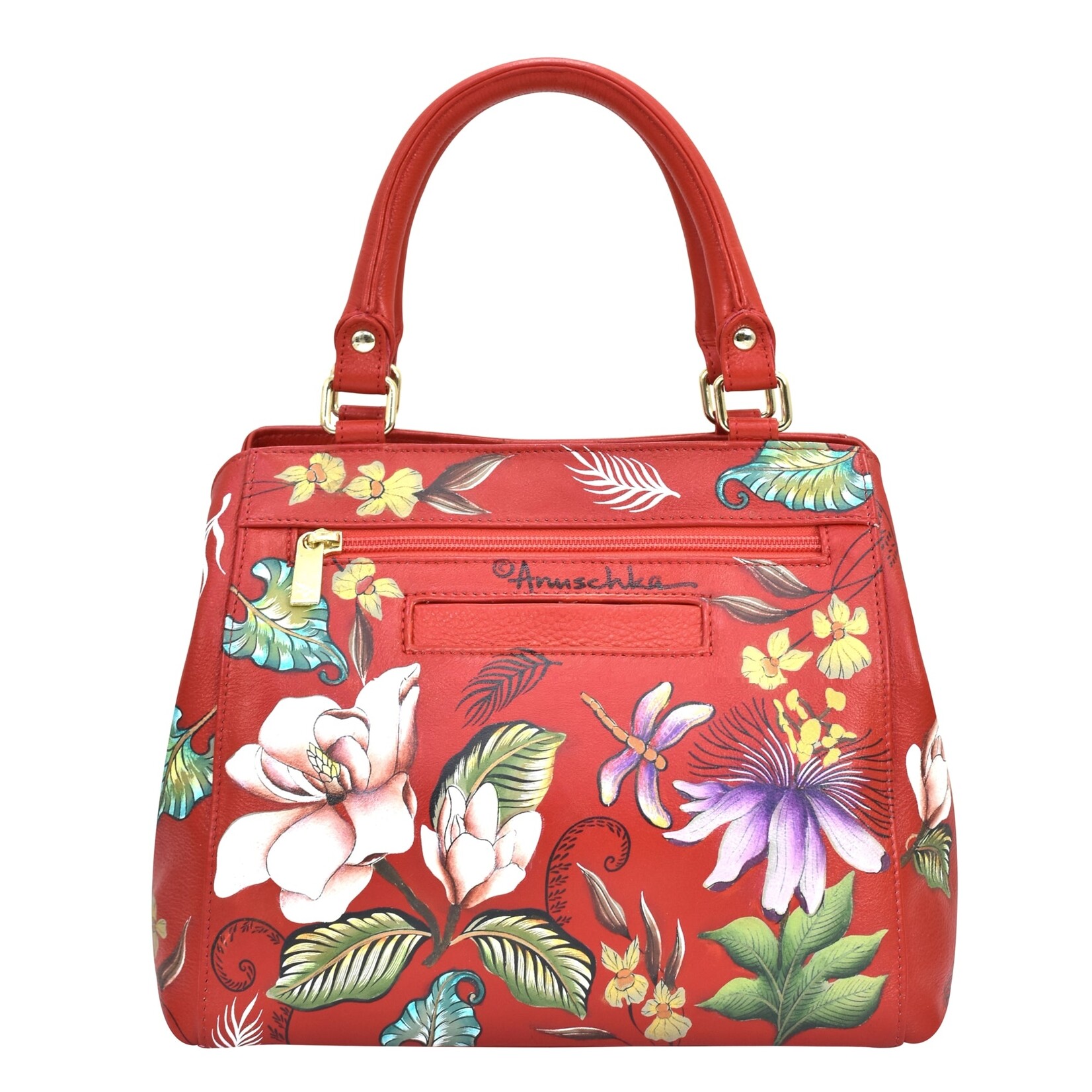 Anuschka 690-CRN:  Crimson Garden - Multi Compartment Satchel
