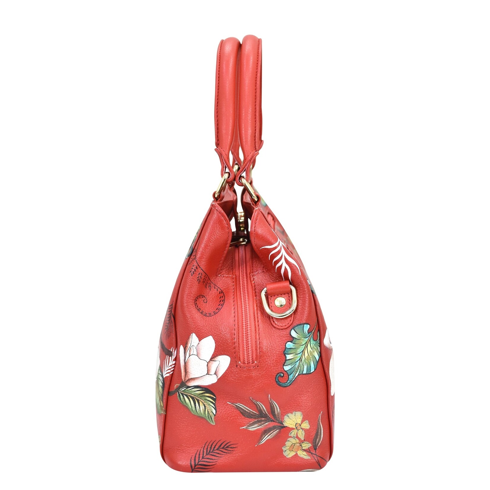 Anuschka 690-CRN:  Crimson Garden - Multi Compartment Satchel