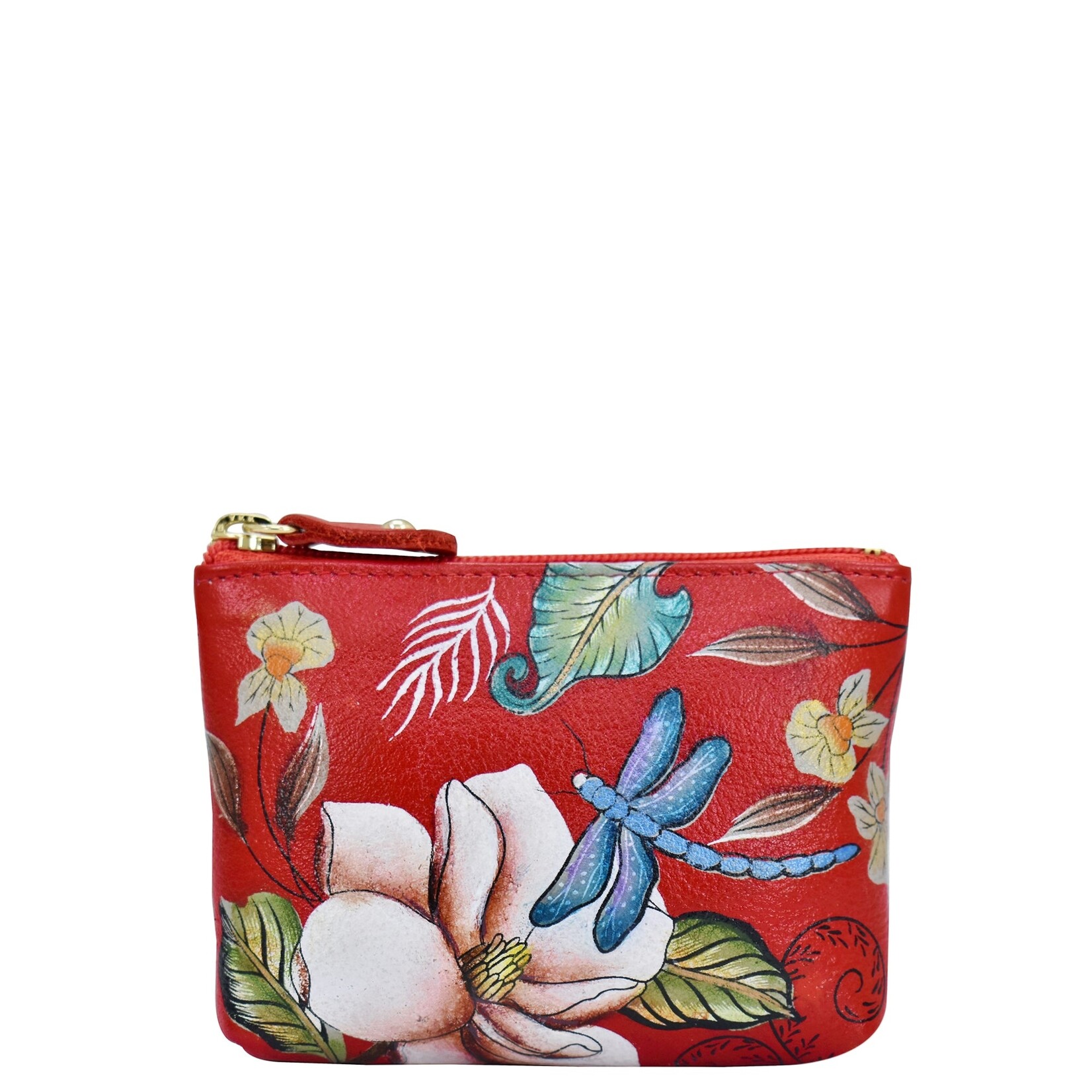 Anuschka 1031-CRN:  Crimson Garden - Leather Coin Pouch