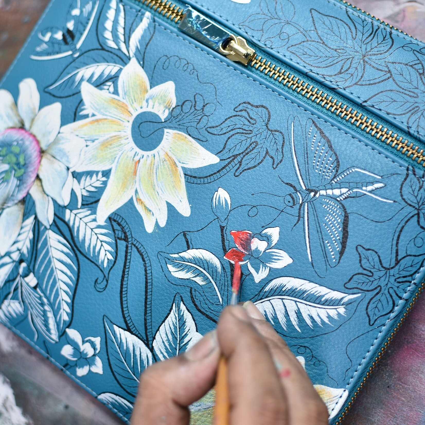 Anuschka 1107-RGR: Royal Garden - Medium Zip Pouch