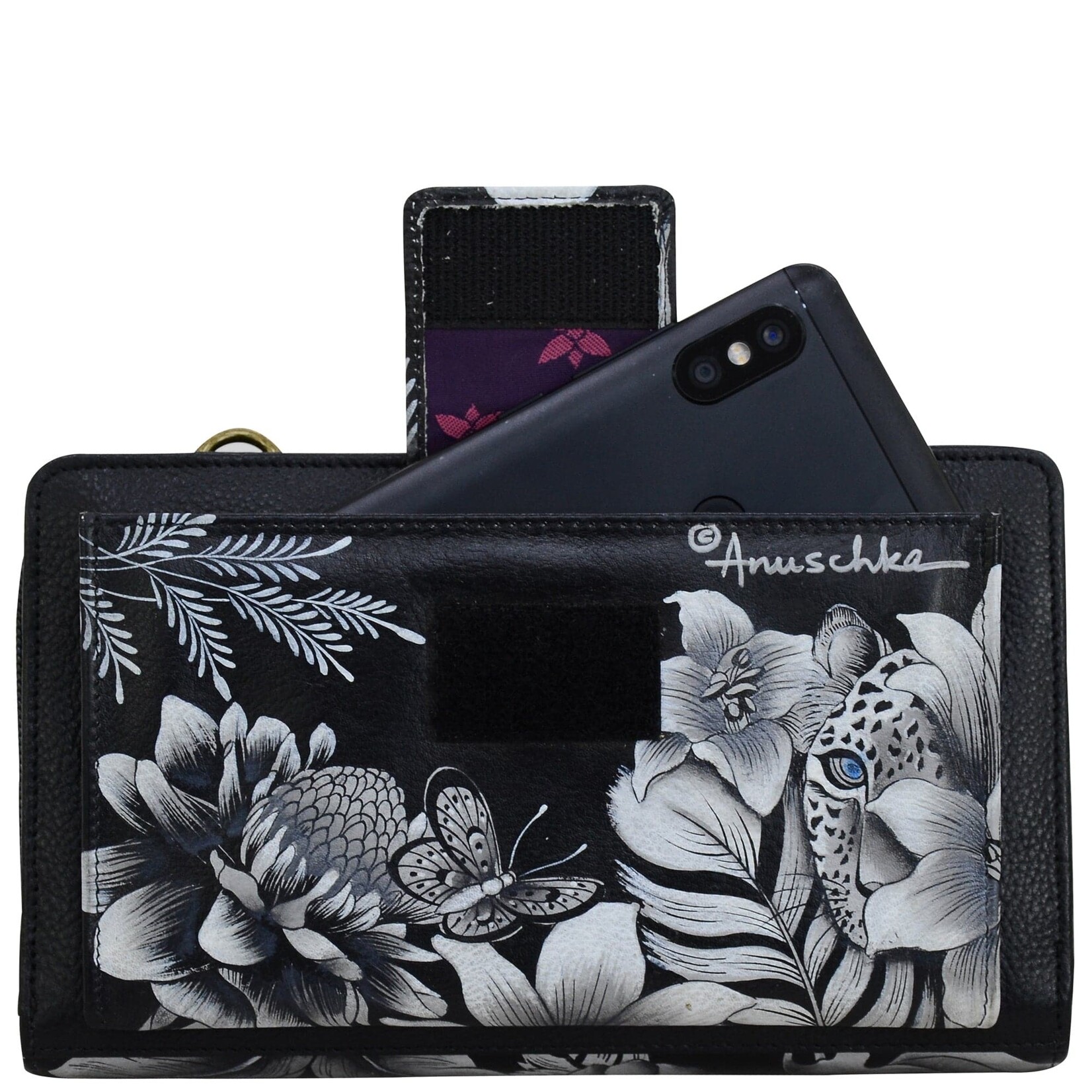 Anuschka 1149-CLP: Cleopatra's Leopard - Leather Organizer Wallet Crossbody