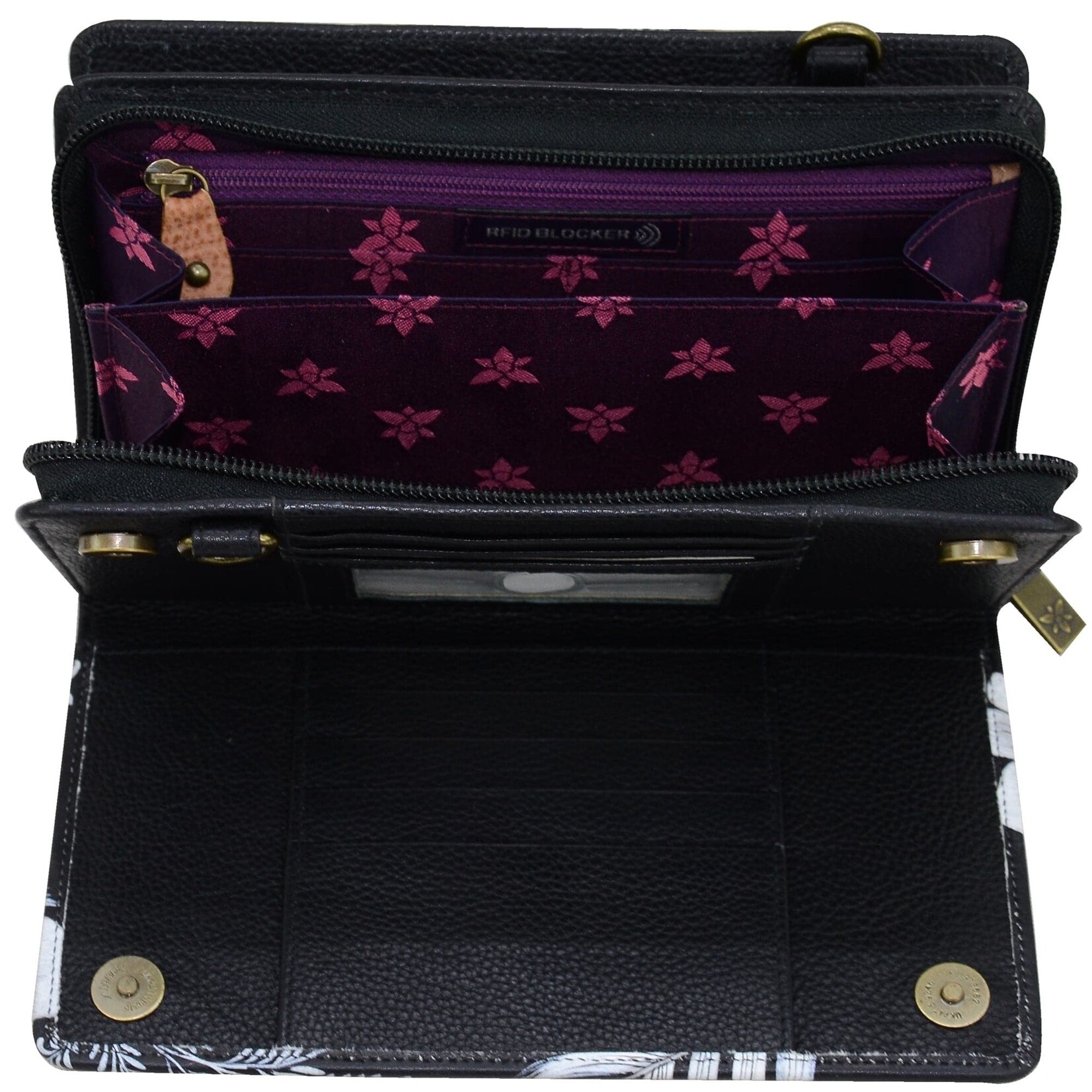 Anuschka 1149-CLP: Cleopatra's Leopard - Leather Organizer Wallet Crossbody