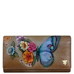Anuschka 1150-BFB-BRZ: Triple Fold RFID Clutch Wallet - Butterfly Blooms Bronze
