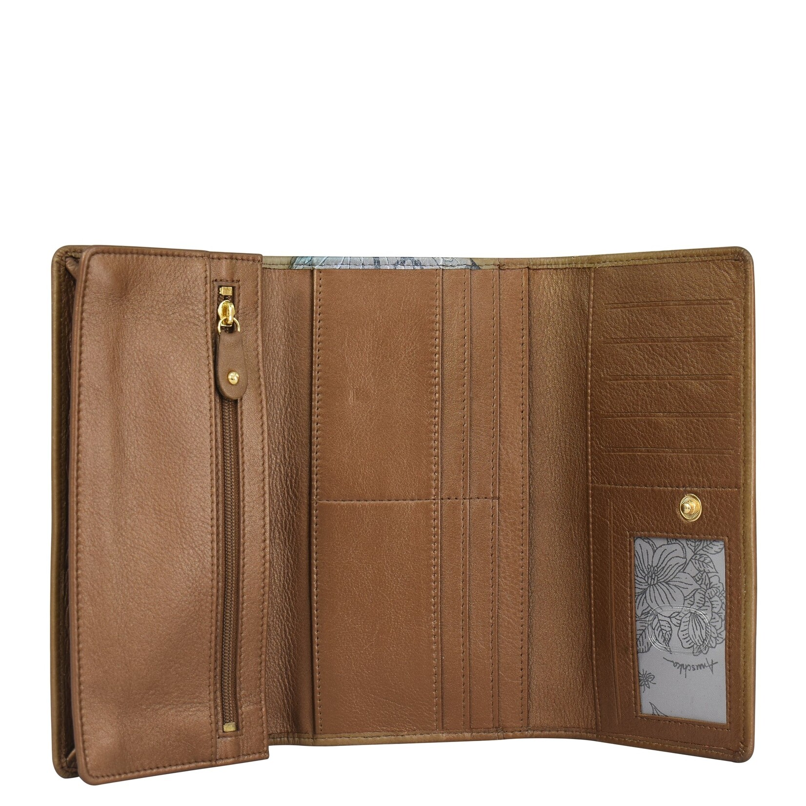 Anuschka 1150-BFB-BRZ: Triple Fold RFID Clutch Wallet - Butterfly Blooms Bronze