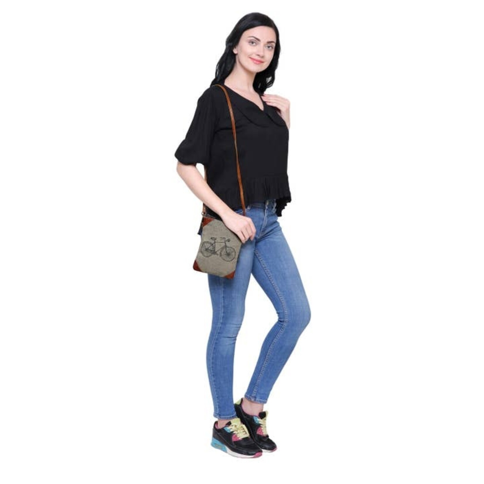 Mona B M-5261 Cruiser Up-Cycled Canvas Small Crossbody Bag