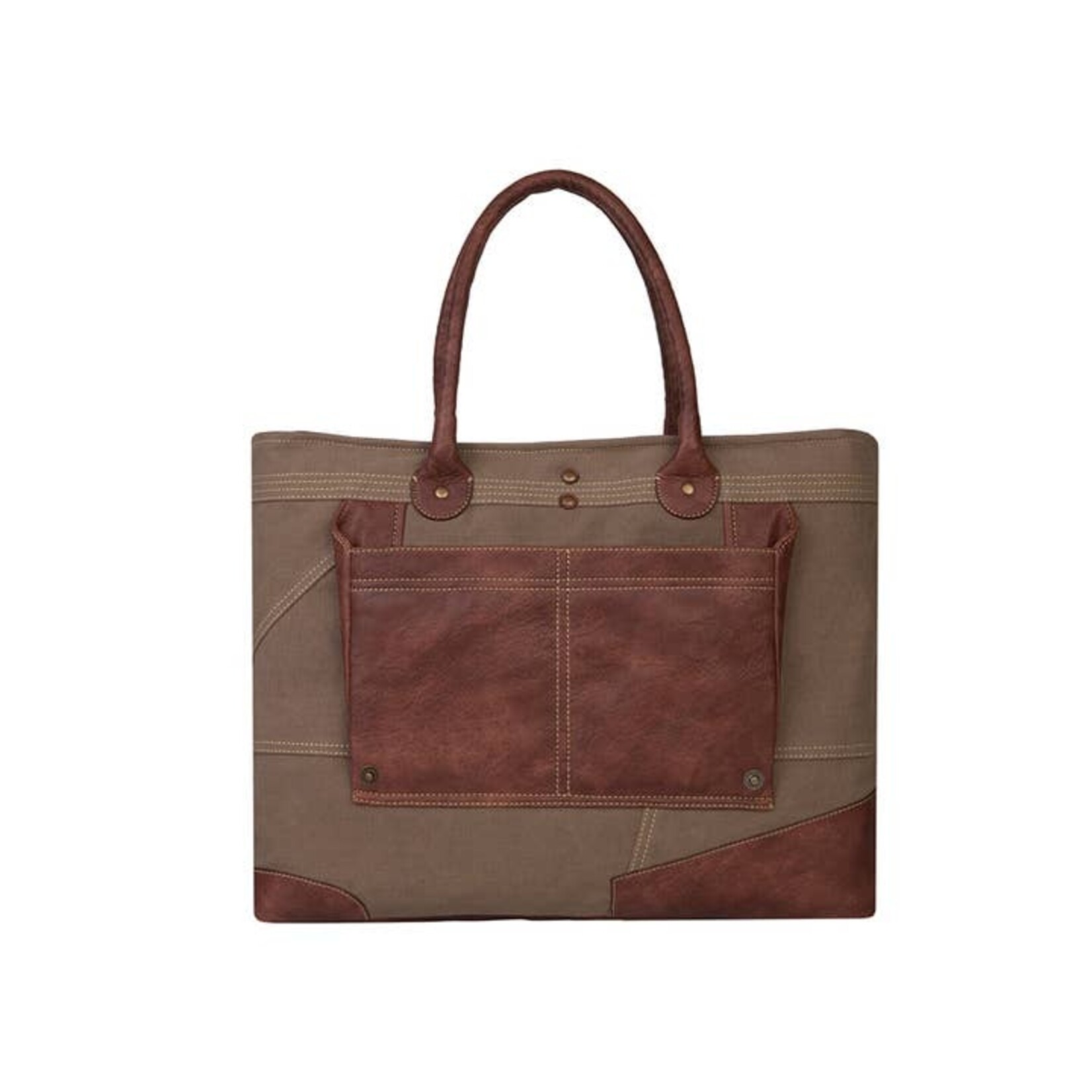 Mona B M-5411 Dakota Up-Cycled Canvas and Leather Tote