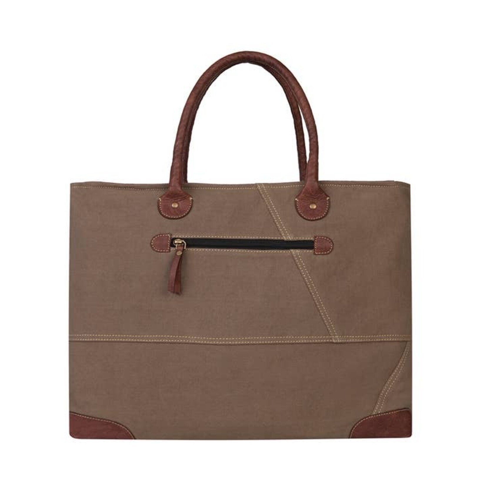 Mona B M-5411 Dakota Up-Cycled Canvas and Leather Tote