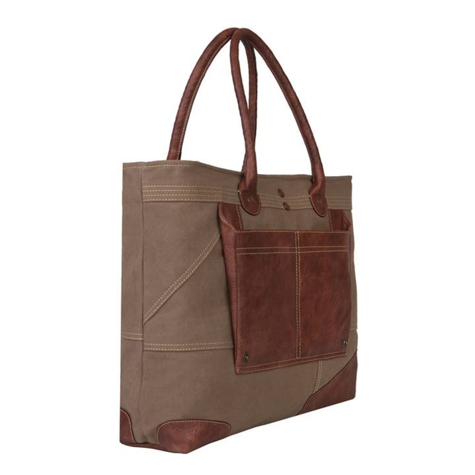 Mona B M-5411 Dakota Up-Cycled Canvas and Leather Tote