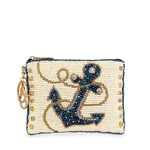 Mary Frances Accessories CP S002-516 Hooked Up Beade Blue Anchor Sailor's Coin Purse