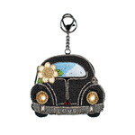Mary Frances Accessories CP S002-555 On the Road Black Car White Flower Coin Purse