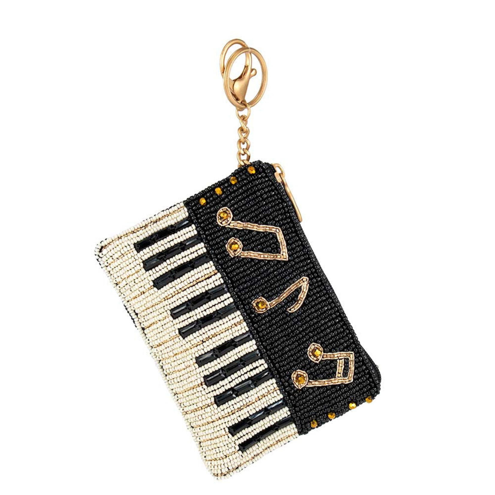 Mary Frances Accessories CP S002-456 Play It Again Beaded Piano Keys and Notes Coin Purse