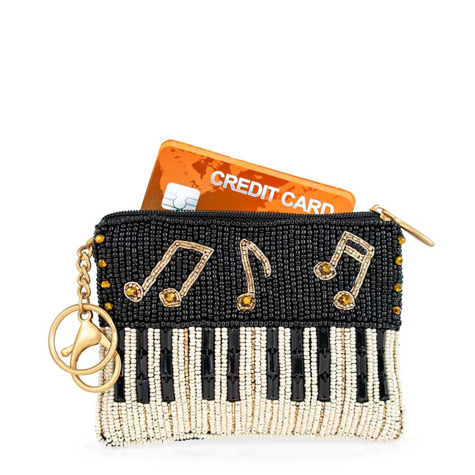 Mary Frances Accessories CP S002-456 Play It Again Beaded Piano Keys and Notes Coin Purse