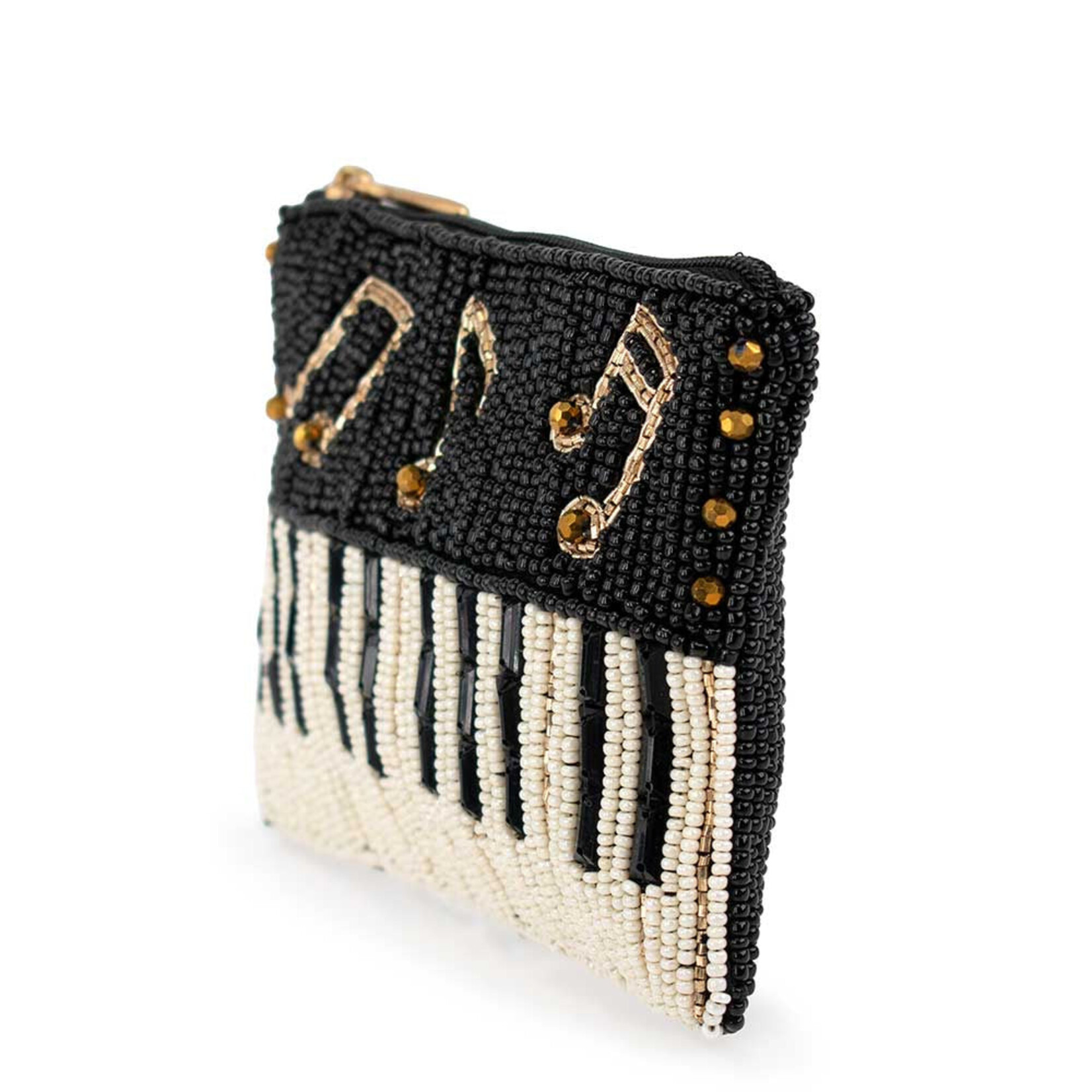 Mary Frances Accessories CP S002-456 Play It Again Beaded Piano Keys and Notes Coin Purse