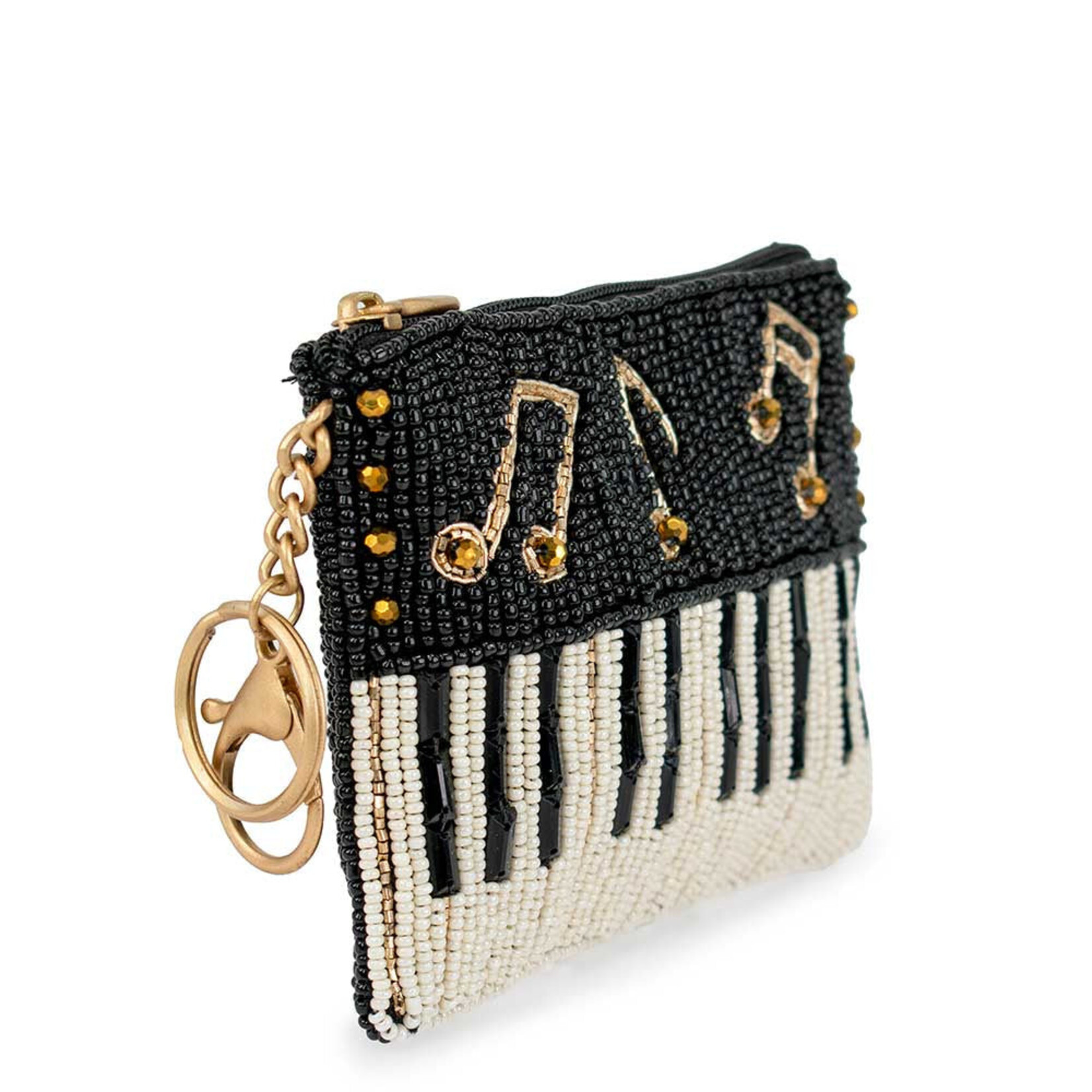 Mary Frances Accessories CP S002-456 Play It Again Beaded Piano Keys and Notes Coin Purse