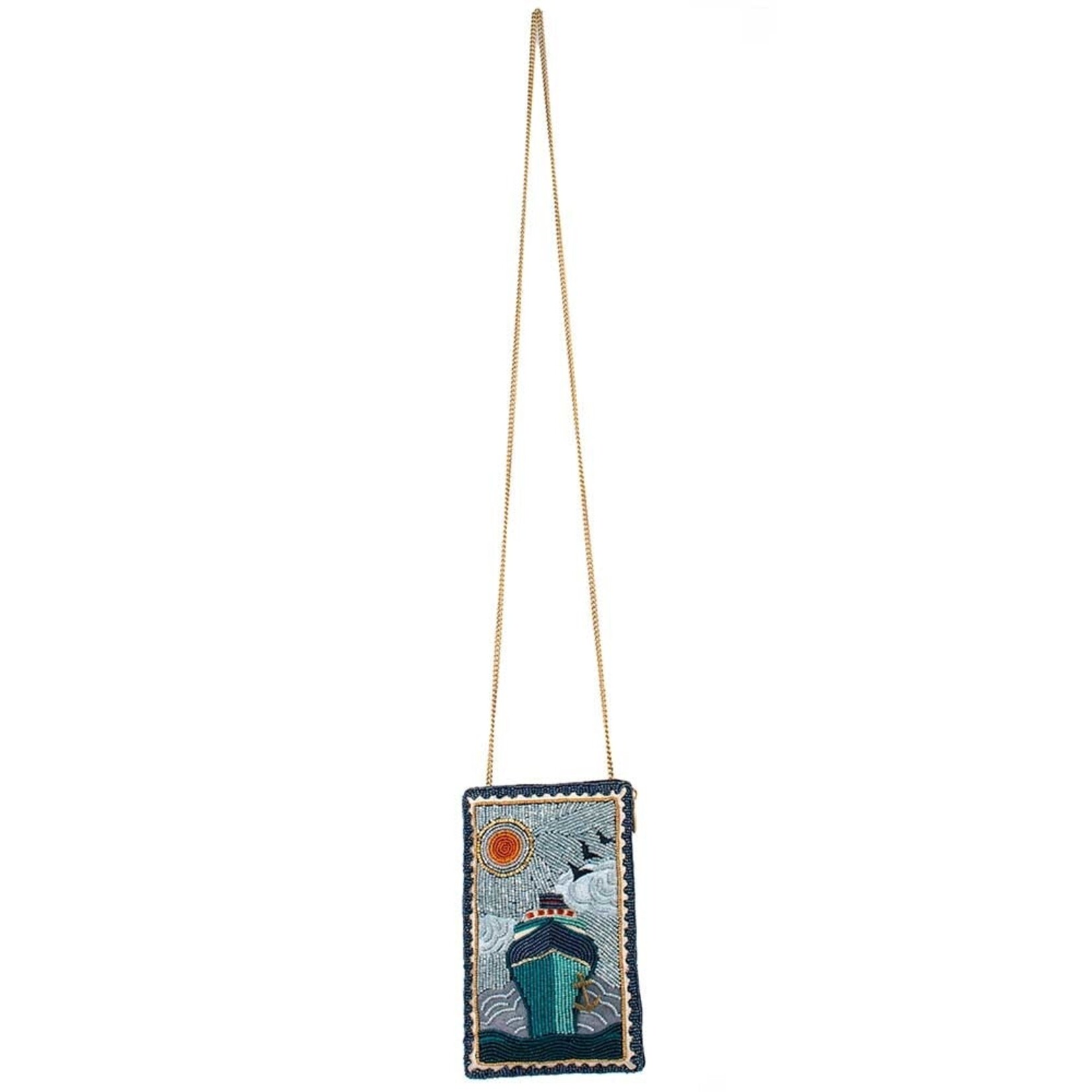 Mary Frances Accessories CPGP S001-937 On Board Beaded Cruise Ship Crossbody Phone Bag