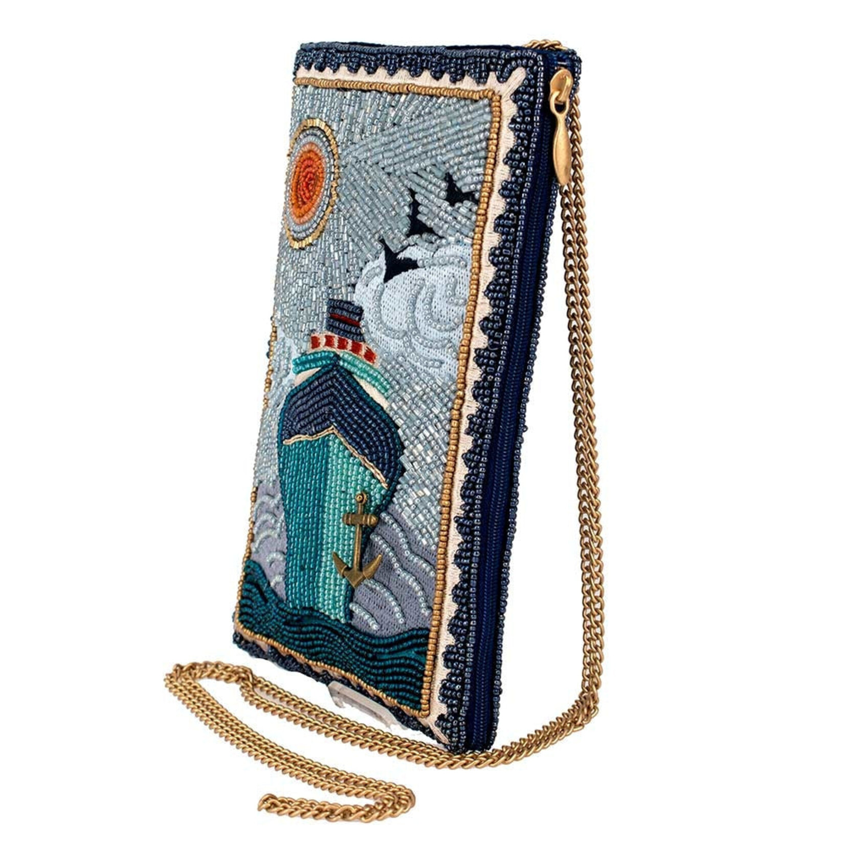 Mary Frances Accessories CPGP S001-937 On Board Beaded Cruise Ship Crossbody Phone Bag