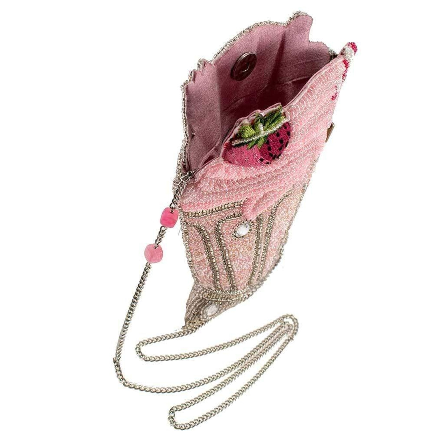 Mary Frances Accessories BAG S001-578 Shake It Up Beaded Pink Milkshake Bag