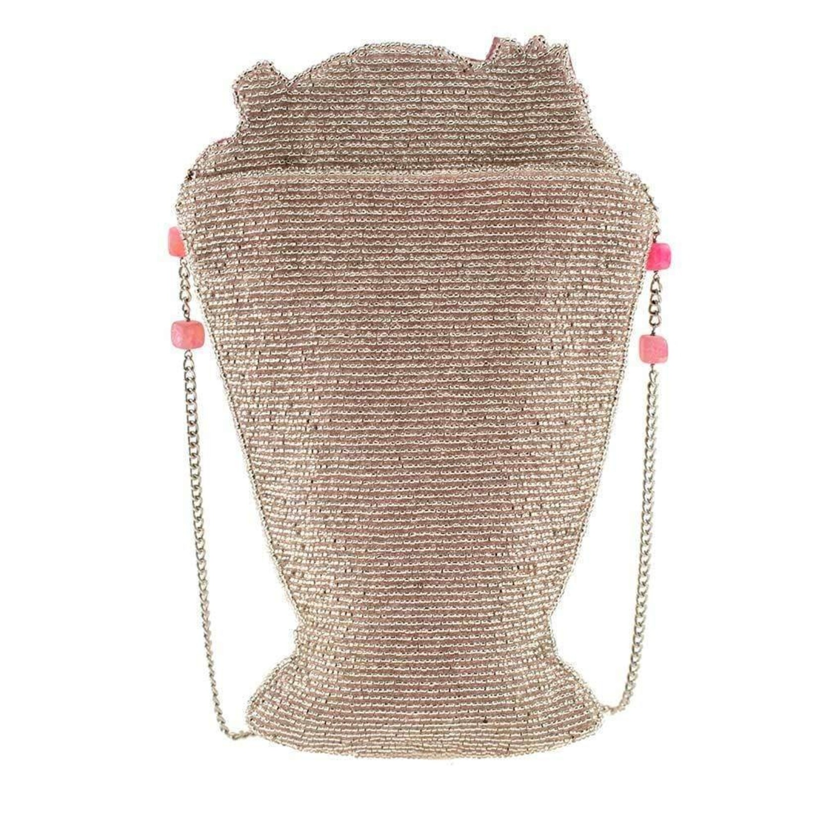 Mary Frances Accessories BAG S001-578 Shake It Up Beaded Pink Milkshake Bag