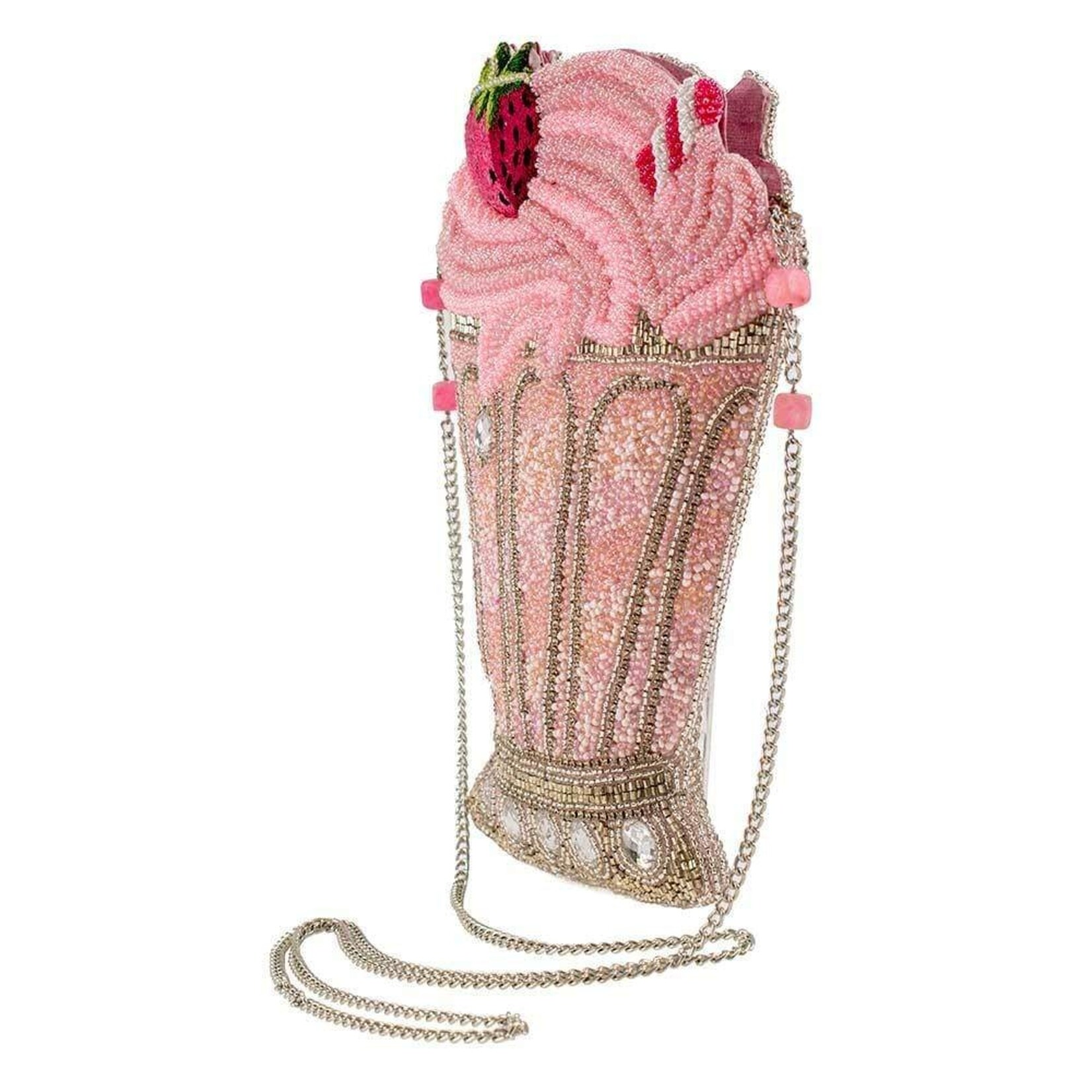 Mary Frances Accessories BAG S001-578 Shake It Up Beaded Pink Milkshake Bag