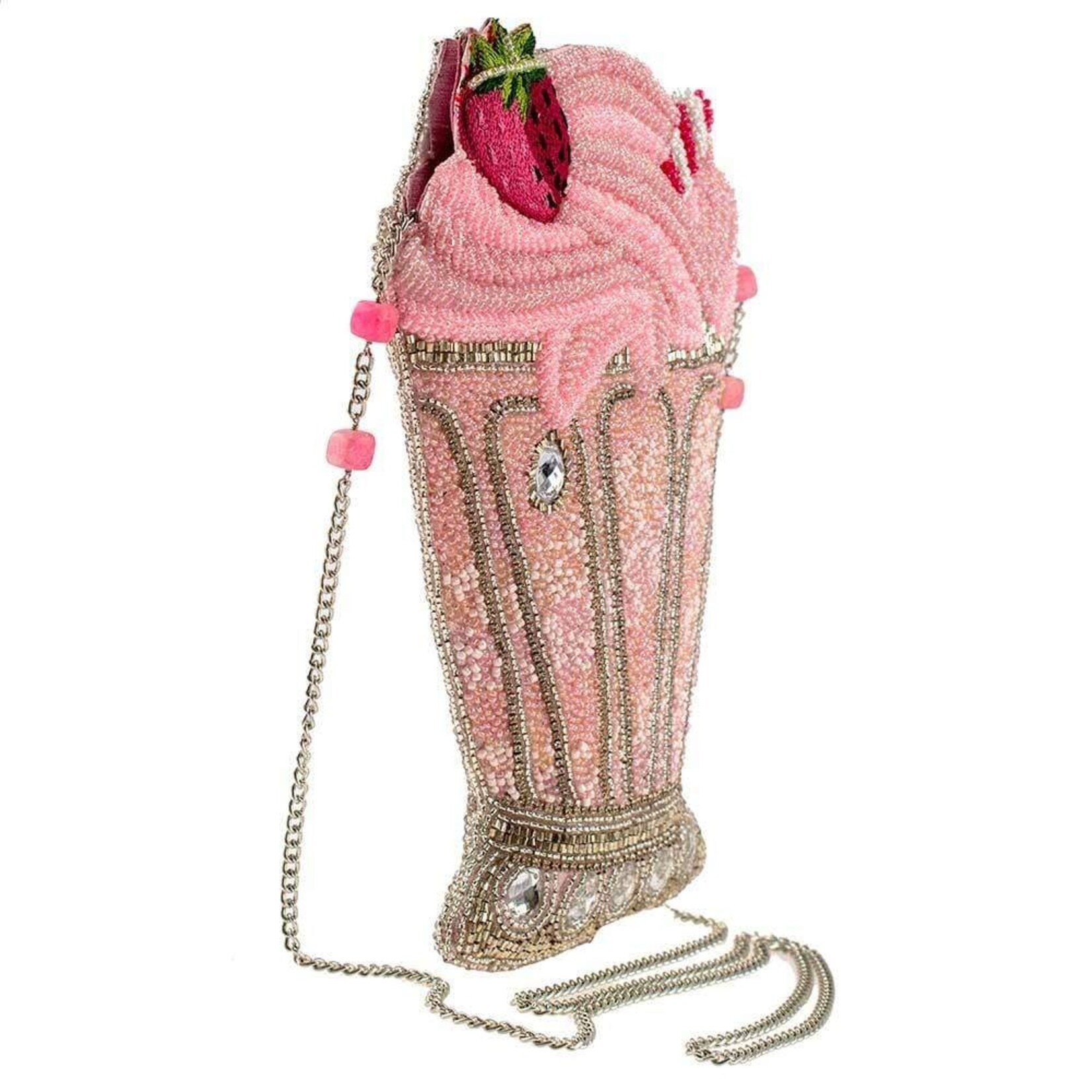 Mary Frances Accessories BAG S001-578 Shake It Up Beaded Pink Milkshake Bag