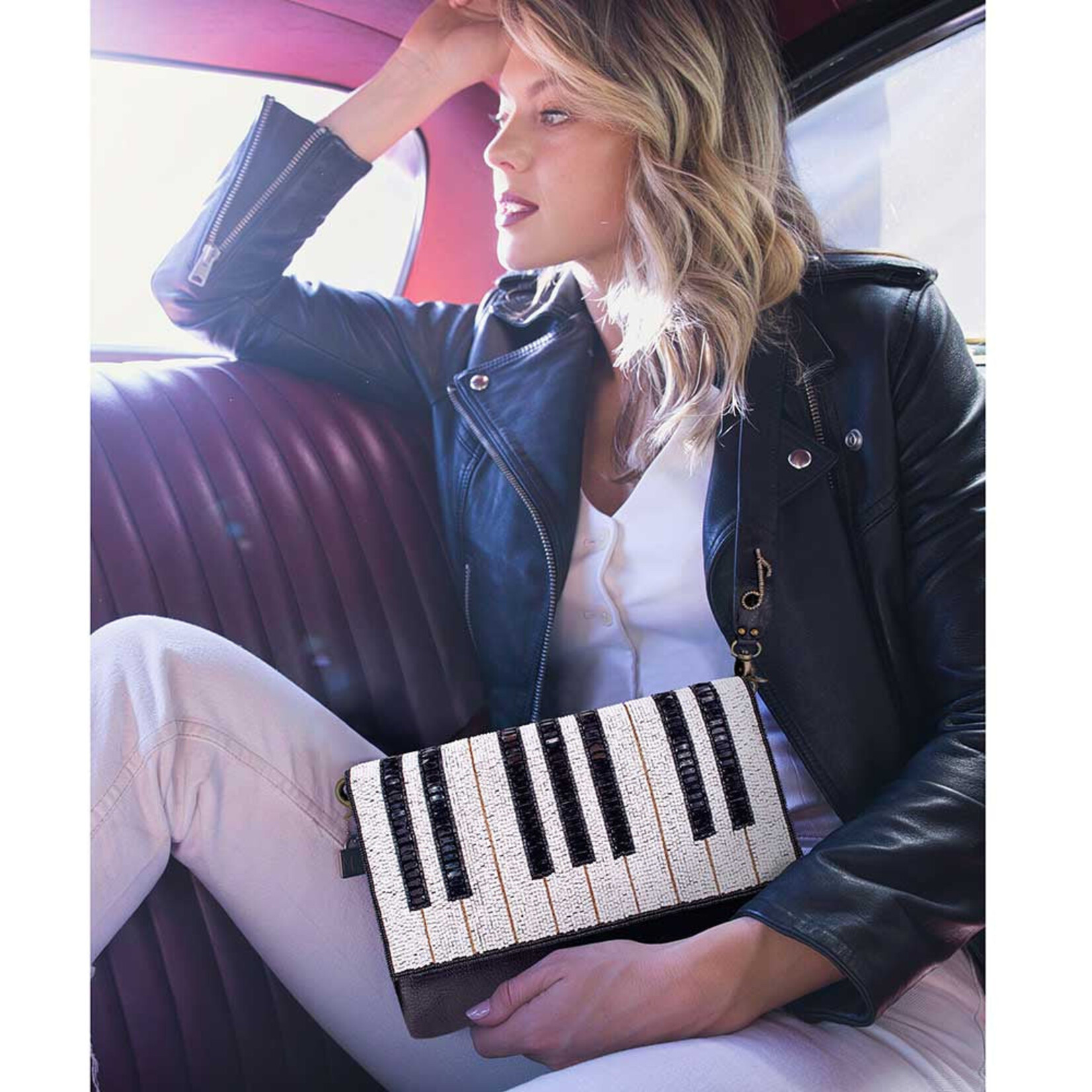 Mary Frances Accessories BAG N612 Keynote Beaded Piano Keys Crossbody