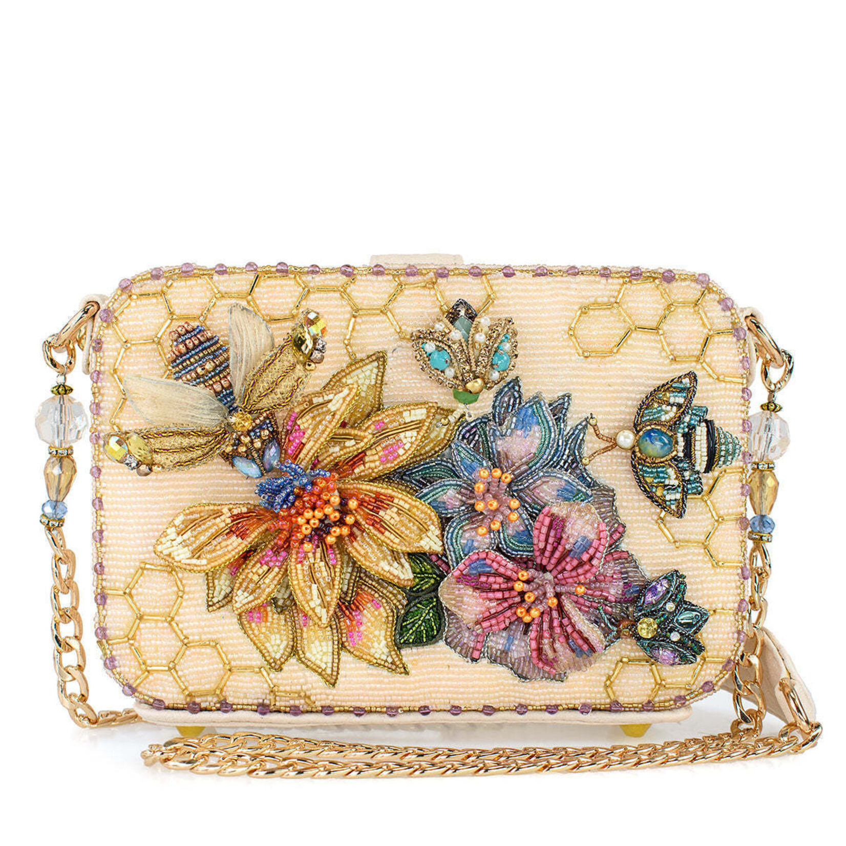 Mary Frances Accessories BAG 24-153 Garden Buzz Honeycomb and Winged Creatures Shoulder Bag
