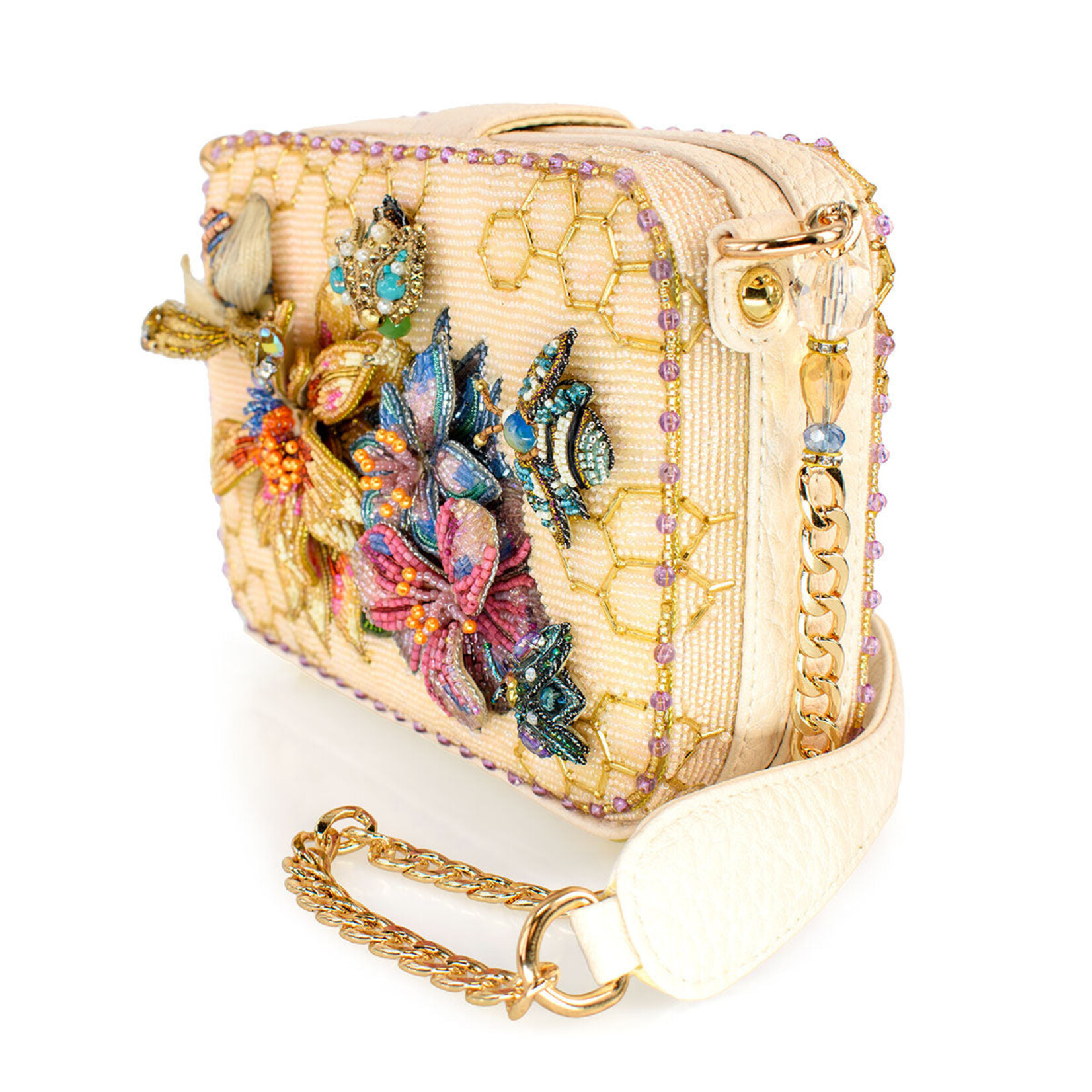 Mary Frances Accessories BAG 24-153 Garden Buzz Honeycomb and Winged Creatures Shoulder Bag