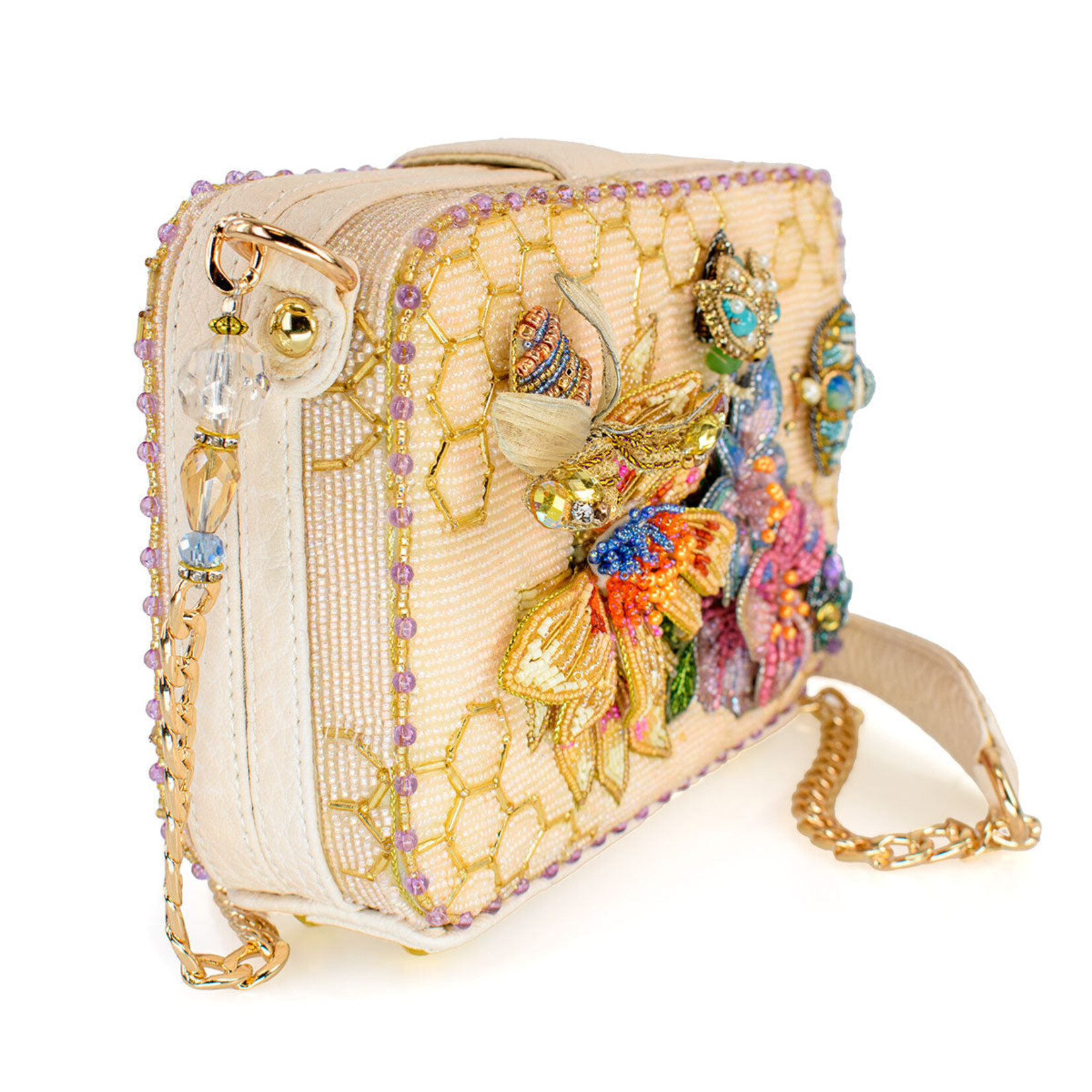 Mary Frances Accessories BAG 24-153 Garden Buzz Honeycomb and Winged Creatures Shoulder Bag