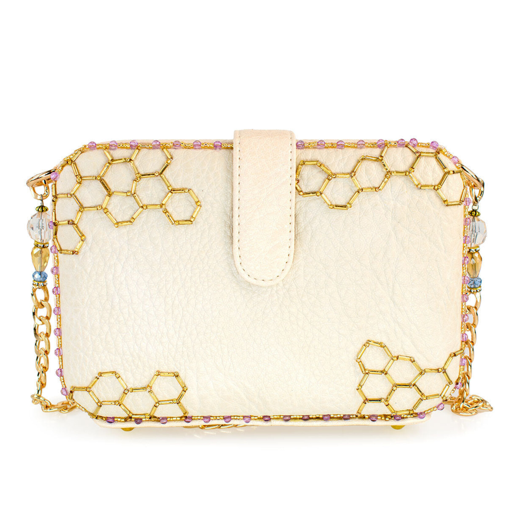 Mary Frances Accessories BAG 24-153 Garden Buzz Honeycomb and Winged Creatures Shoulder Bag