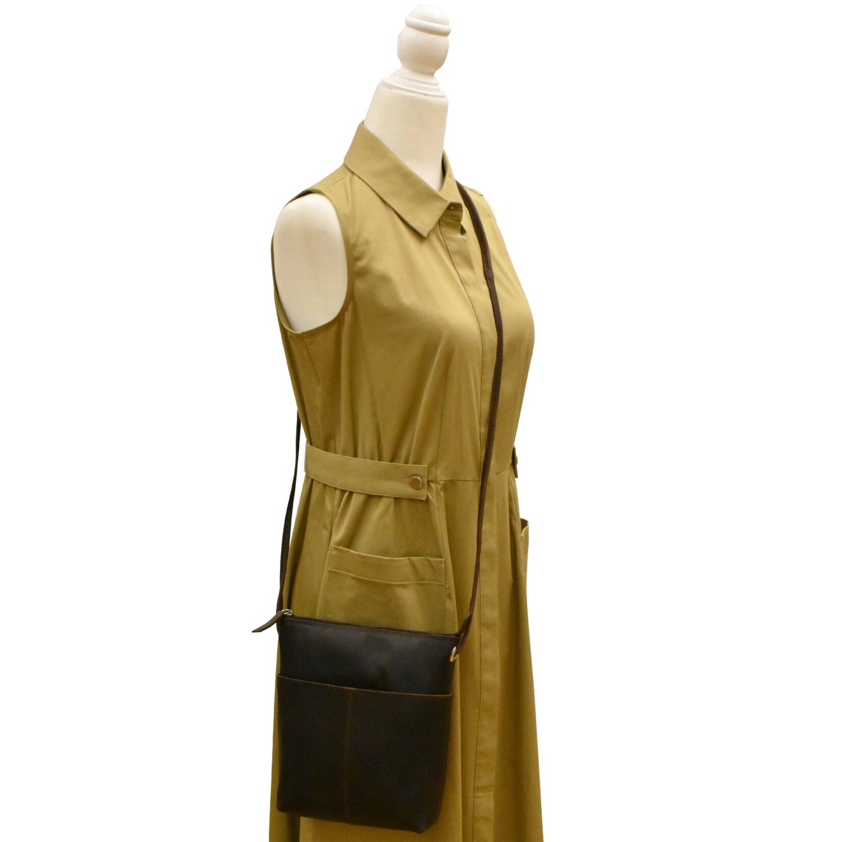 Leather Handbags and Accessories 6661 Chocolate - Midi Sac