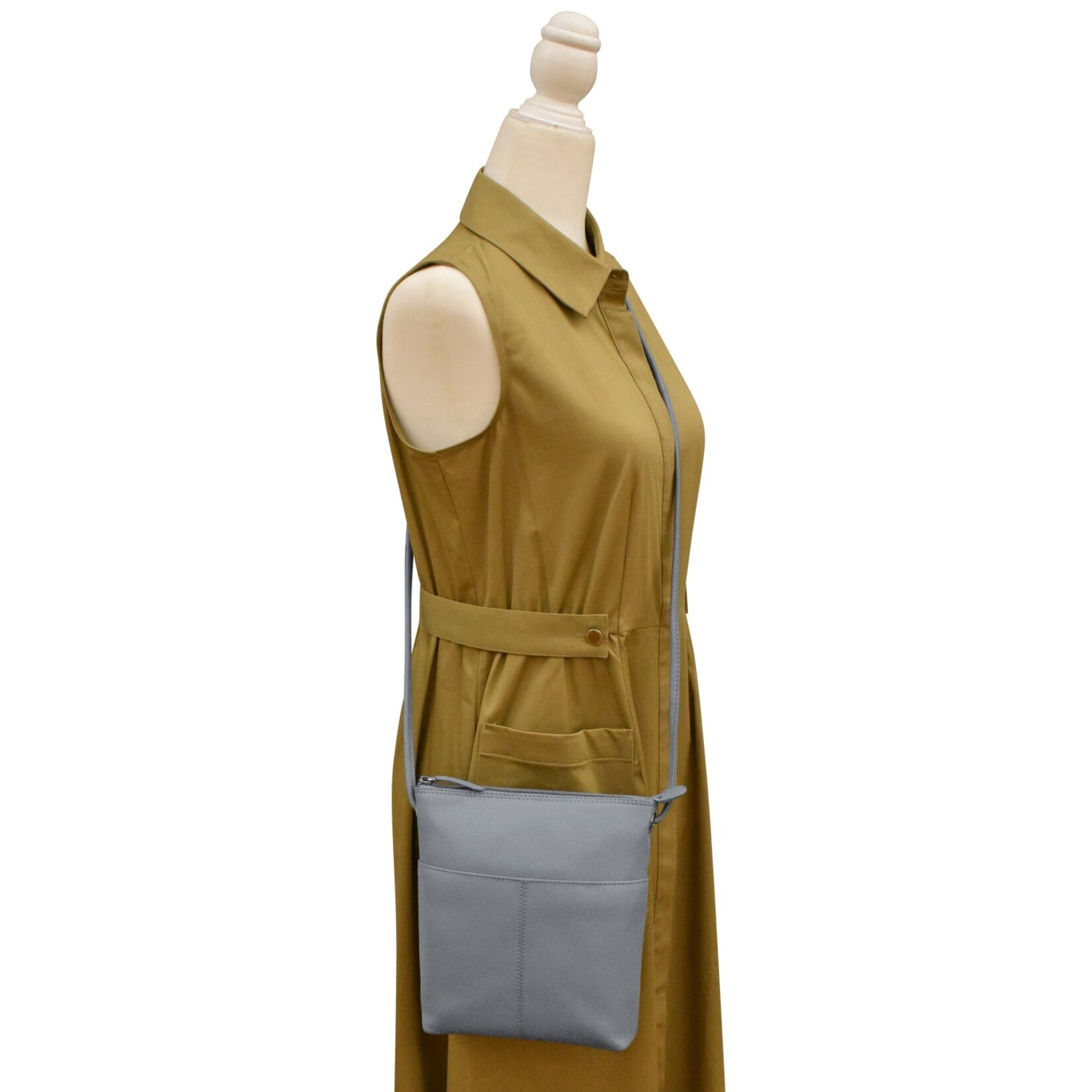 Leather Handbags and Accessories 6661 Cool Grey - Midi Sac