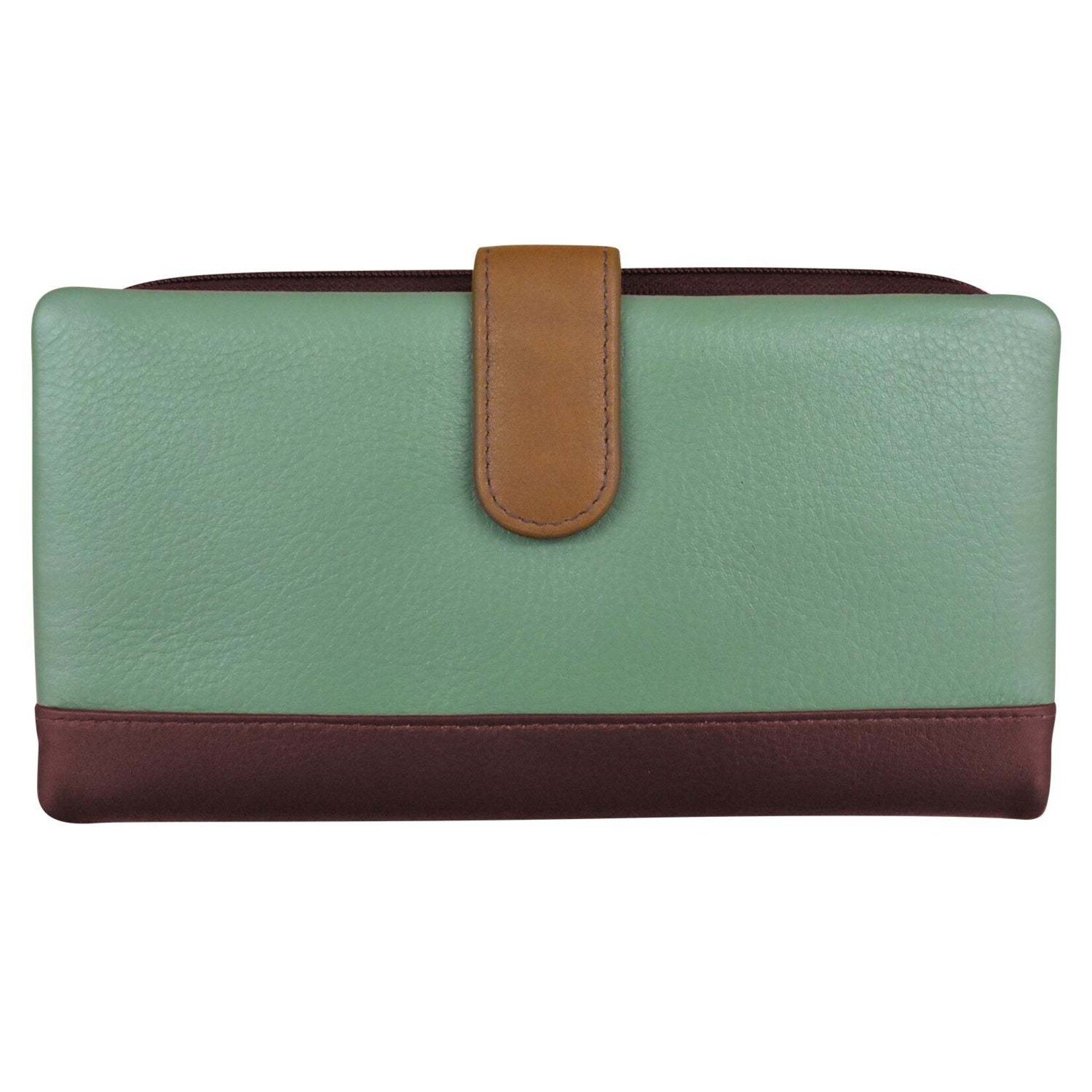 Leather Handbags and Accessories 7420 Sage Multi - Leather RFID Smartphone Wallet