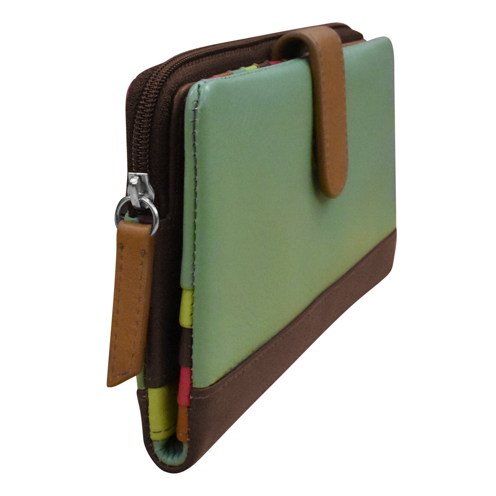 Leather Handbags and Accessories 7420 Sage Multi - Leather RFID Smartphone Wallet