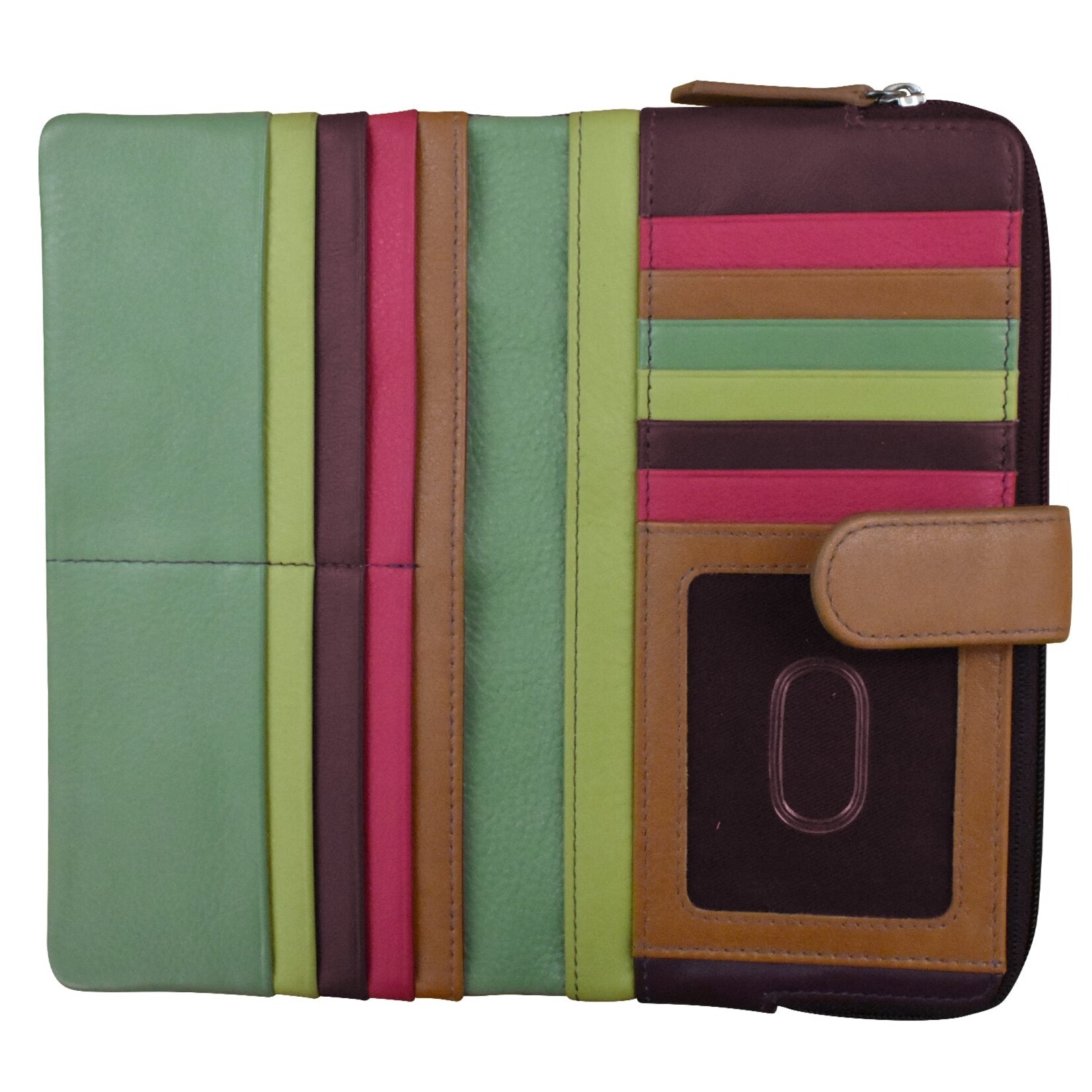 Leather Handbags and Accessories 7420 Sage Multi - Leather RFID Smartphone Wallet
