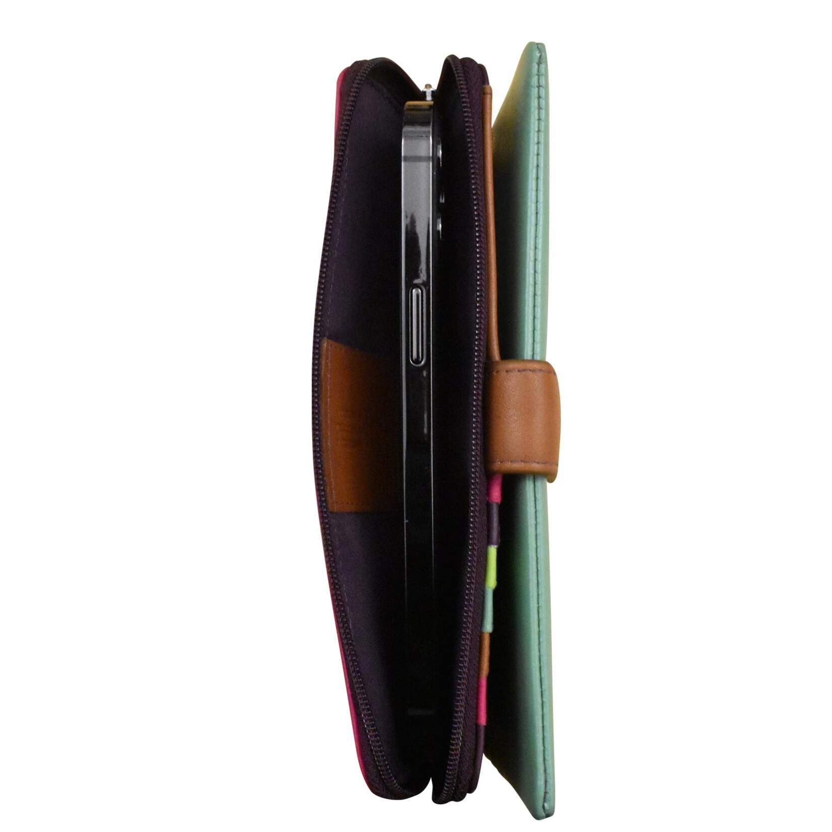 Leather Handbags and Accessories 7420 Sage Multi - Leather RFID Smartphone Wallet
