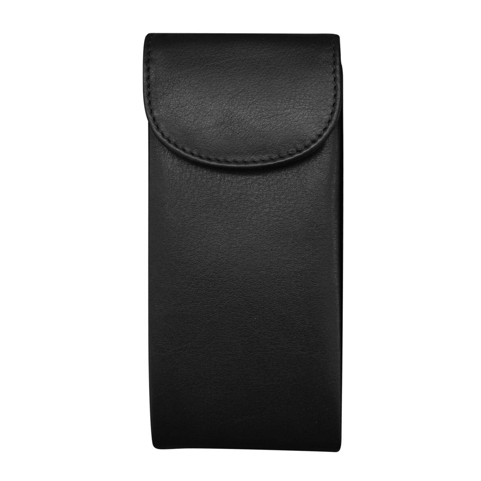 Leather Handbags and Accessories 6470 Black - Double Flap Eyeglass Case